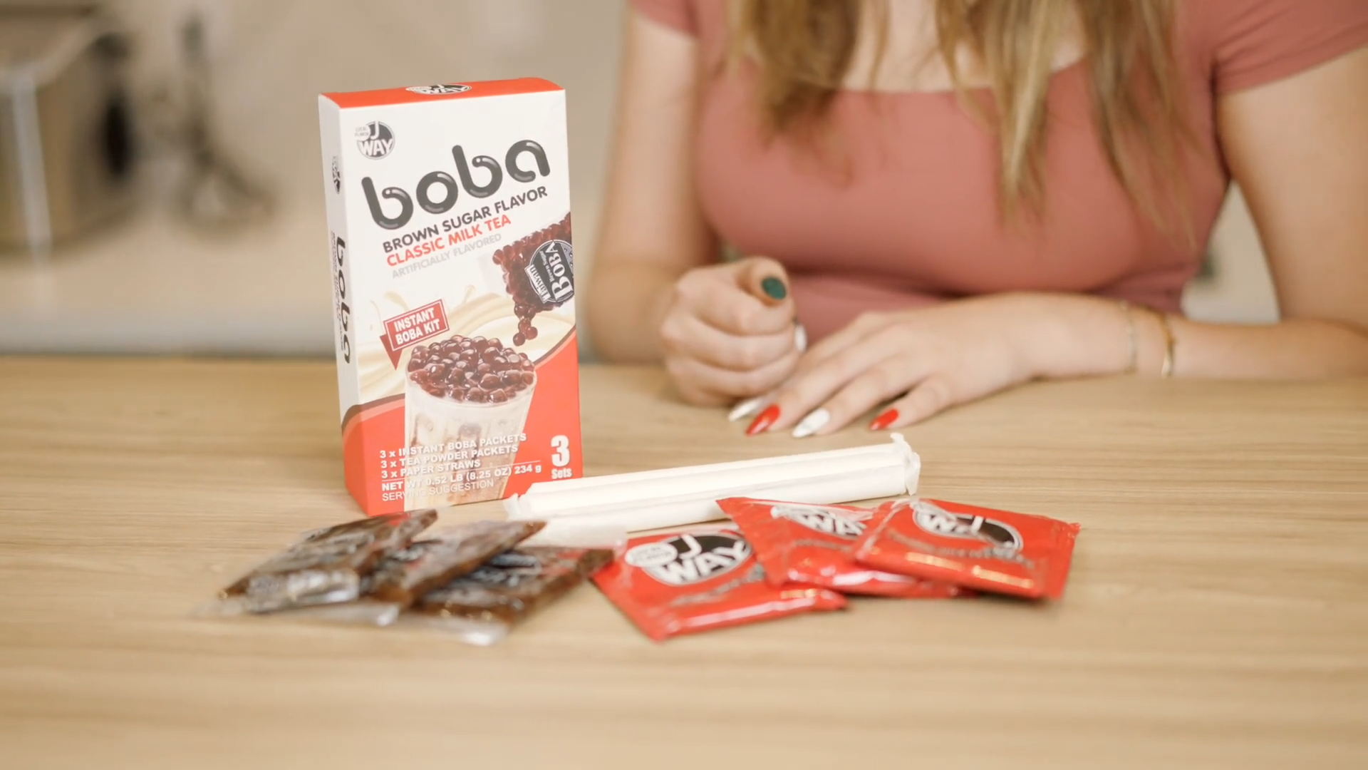 J WAY Instant Boba Bubble Pearl Kit - Classic Taro Milk Tea with Brown ...