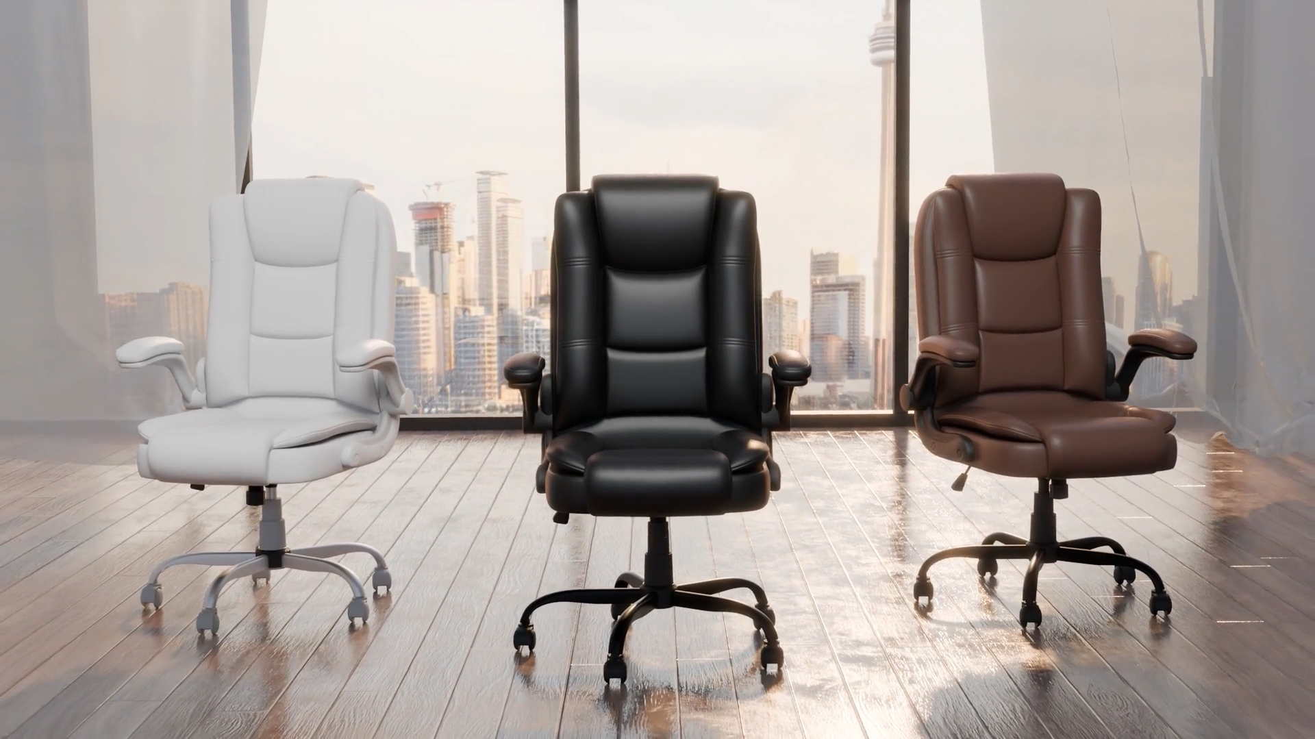 thumbnail video image 2 of Waleaf Big and Tall Executive Office Chair with Flip-up Arms for Adult,Ergonomic High Back Adjustable Computer Desk Chair, 2 of 9