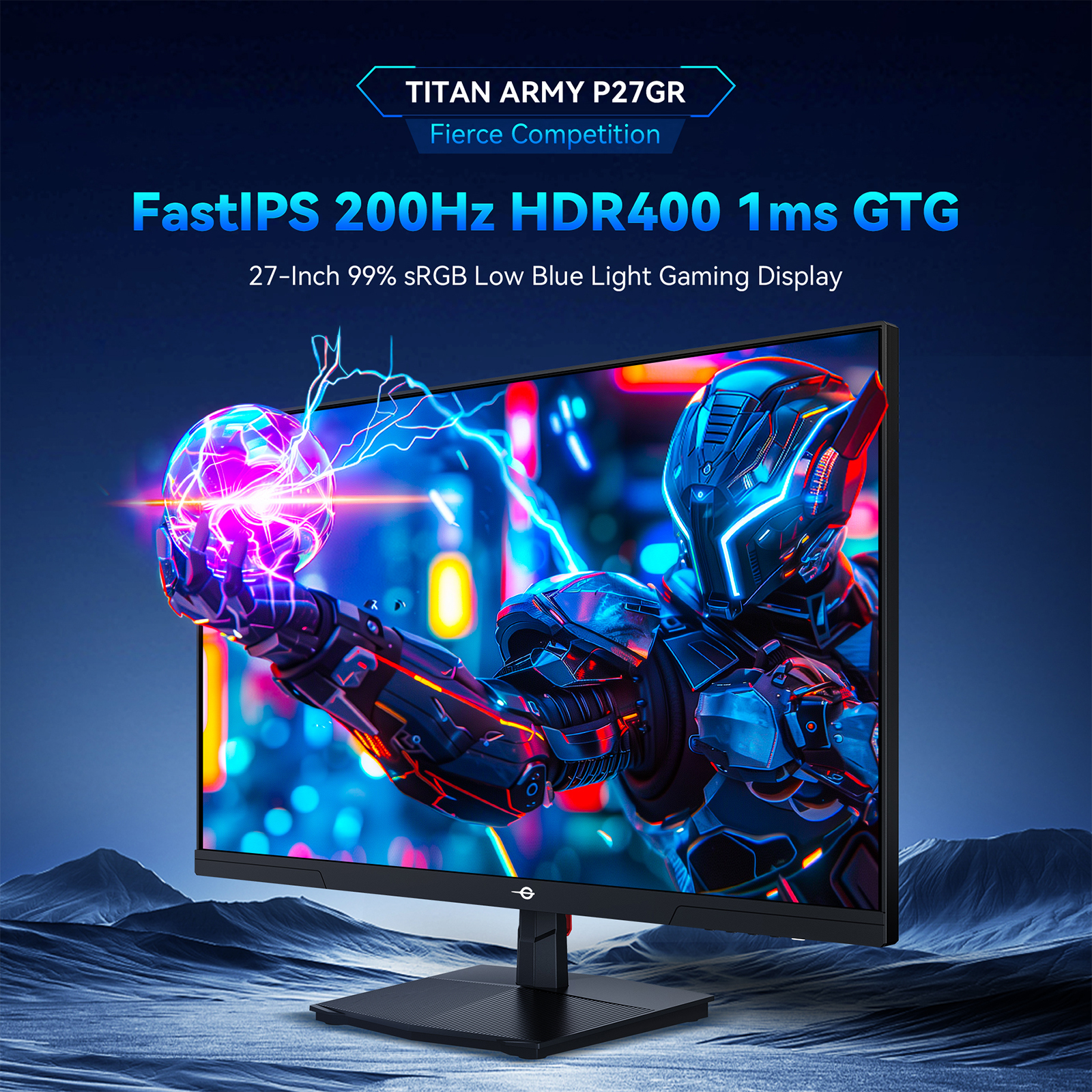 thumbnail video image 2 of TITAN ARMY P27GR 27 Inch 2K QHD Flat Gaming Monitor, 200Hz Fast IPS 1ms GTG, HDR400, Low blue light, Anti-glare, Flicker free, 99% sRGB, 2xHDMI/DP, 2 of 24