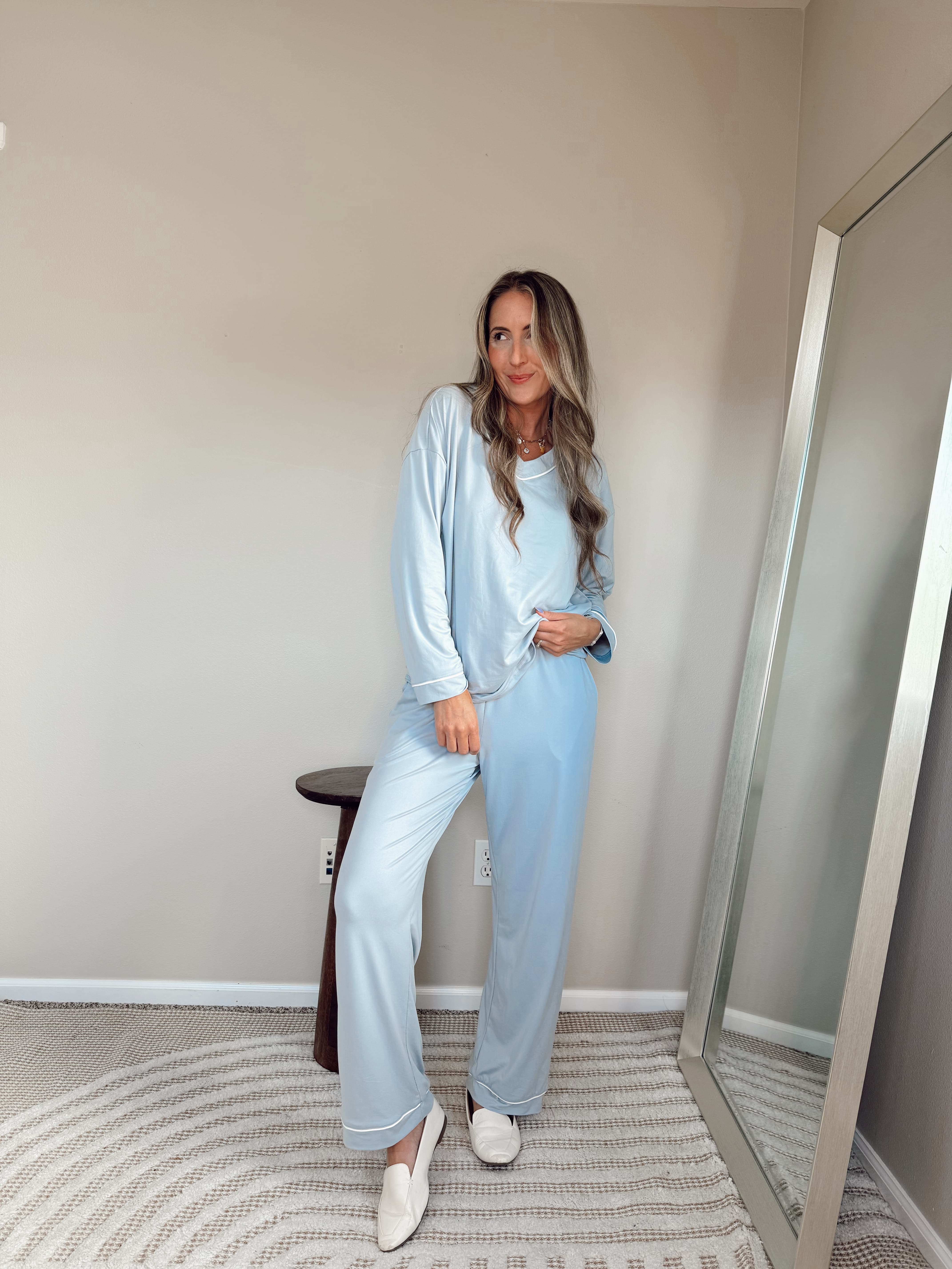 thumbnail video image 2 of MINTREUS Women's Pajamas Long Sleeves Tops and Long Pants Set Oversized 2 Pajamas Sets, 2 of 9