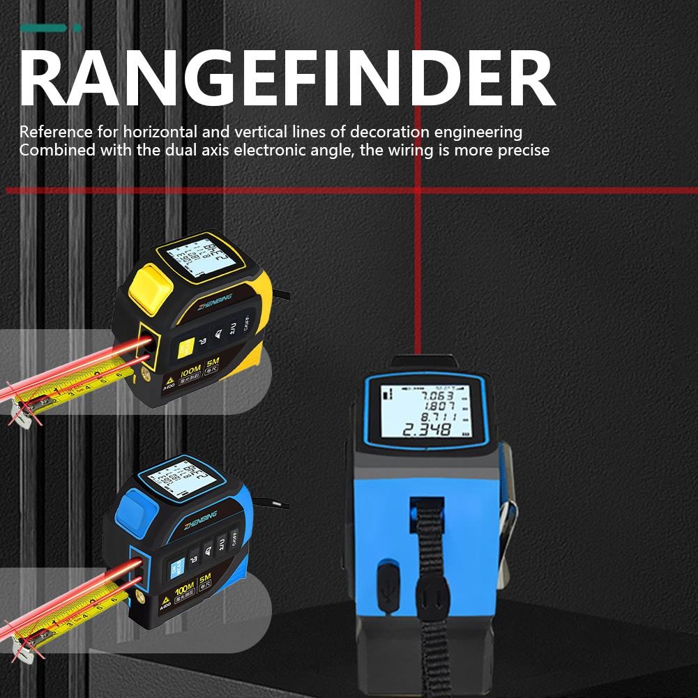 thumbnail video image 2 of 4-in-1 Laser Tape Measure, 328ft Digital Meter, Cross-Line Laser, Rechargeable, 3000 Uses/Charge, for DIY & Construction, 2 of 10