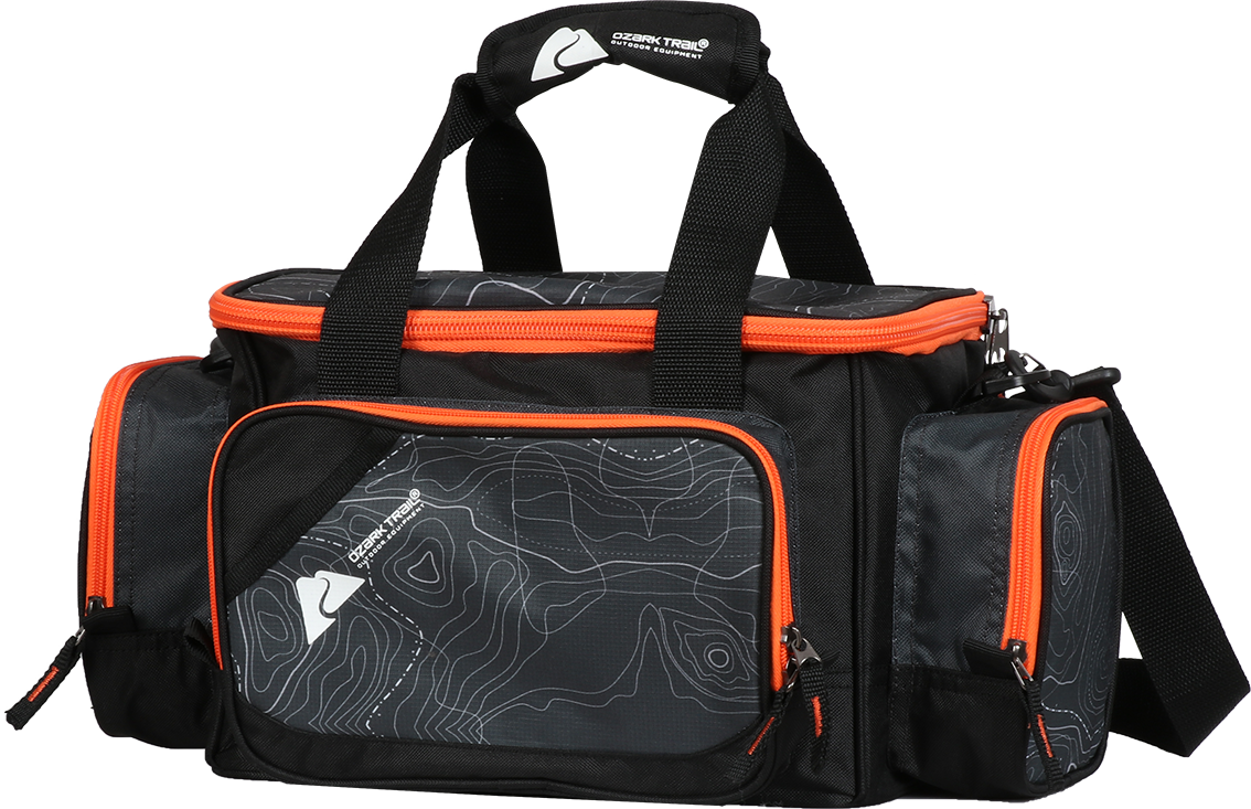 Ozark Trail 360 Fishing Tackle Bag with 3 Tackle Boxes, Black 