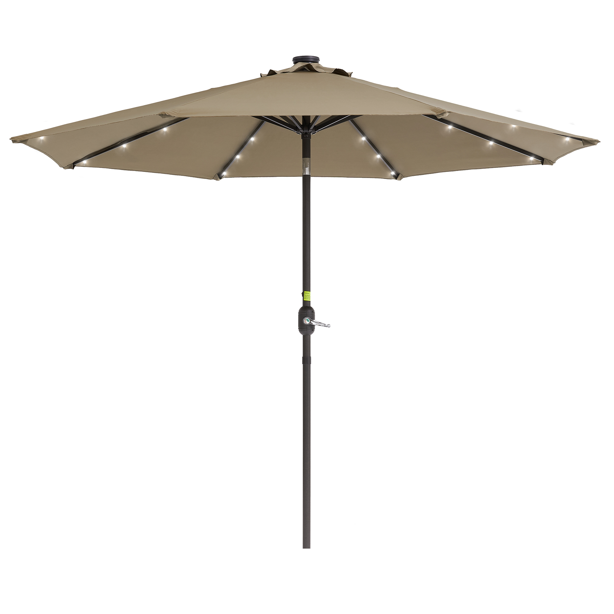 thumbnail video image 2 of ACEGOSES 9ft LED Outdoor Patio Umbrellas w/ Tilt,Crank and 8 Ribs, Brown, 2 of 9
