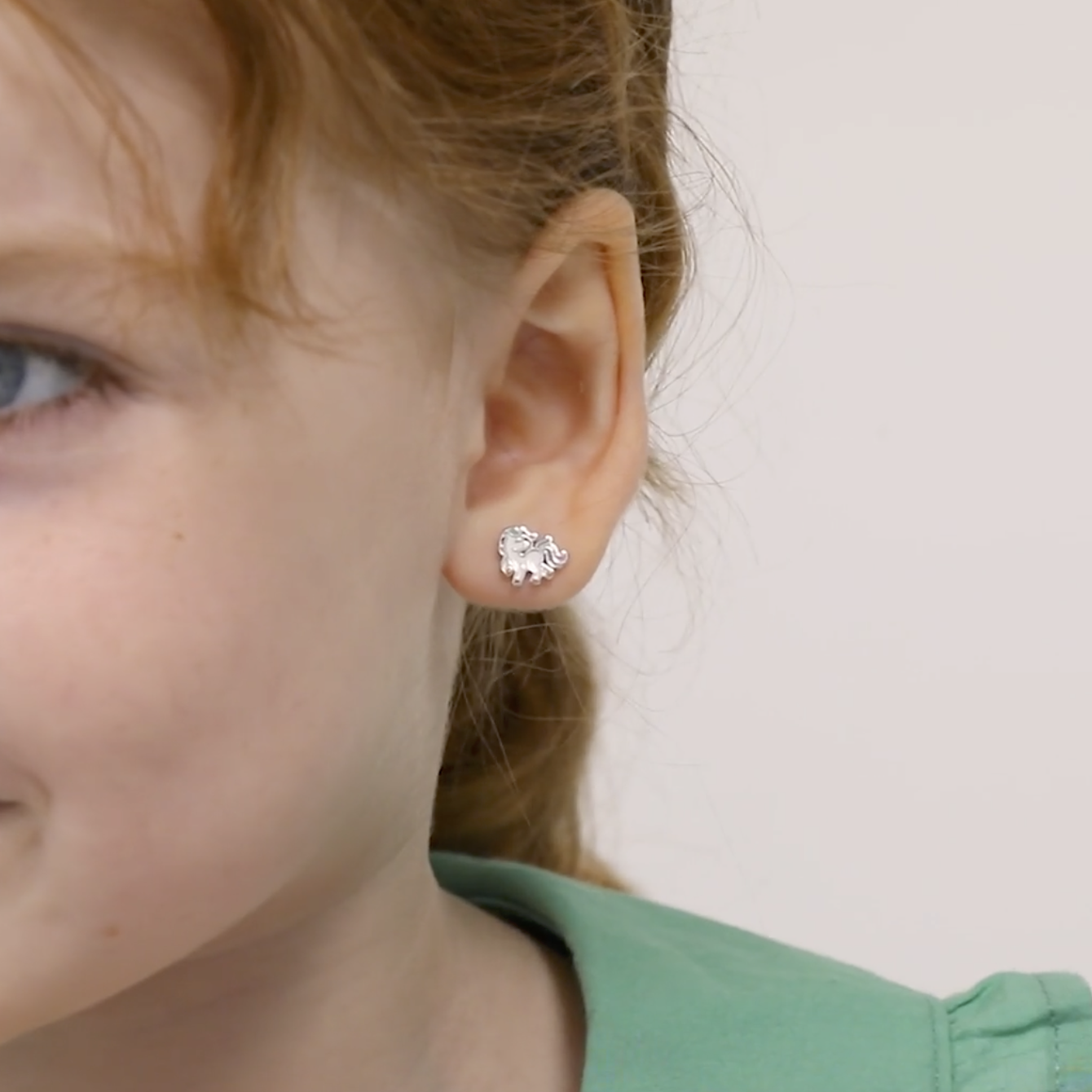 thumbnail video image 2 of Galloping Unicorn Kids / Children's / Girls Earrings - Sterling Silver, 2 of 6