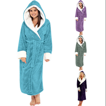 thumbnail video image 2 of Baqcunre robs for women Women's Plush Soft Robe - Fluffy, Warm, and Fleece Sherpa Shaggy for Ultimate Comfort Blue,XL, 2 of 9