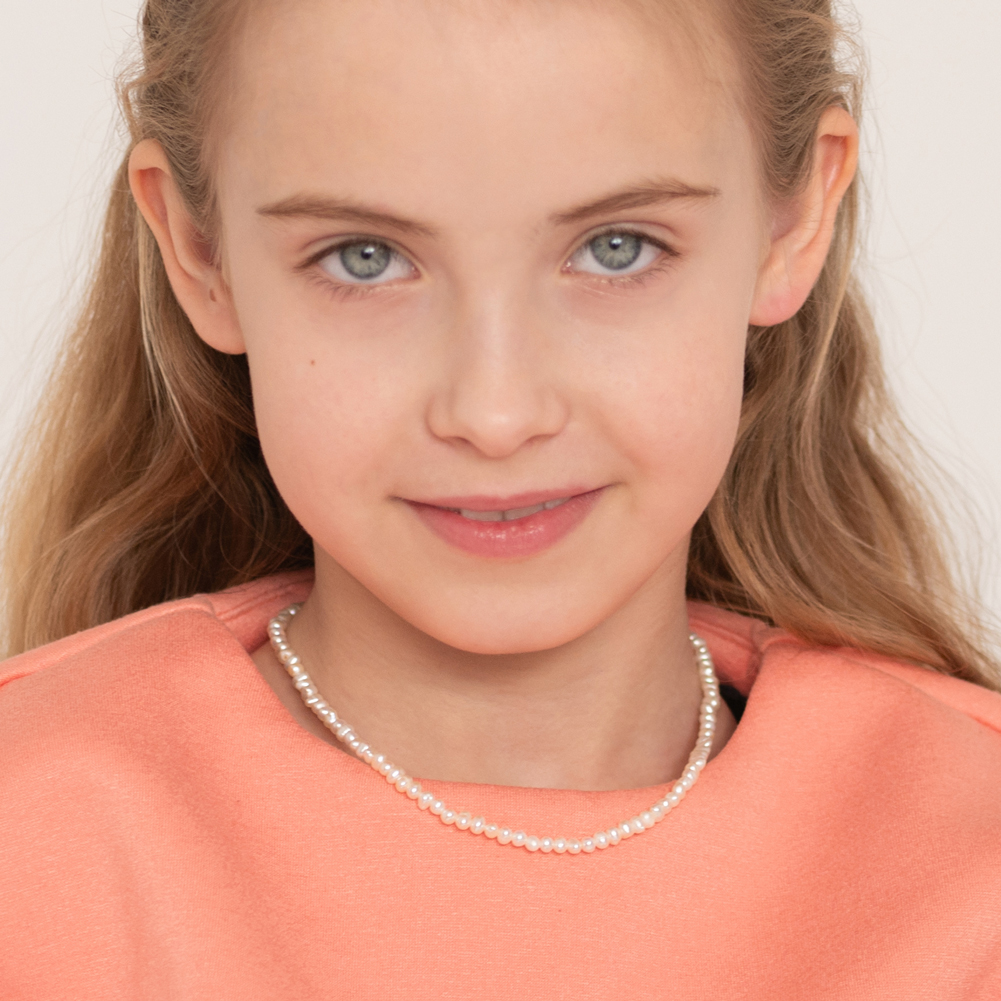 thumbnail video image 2 of 925 Sterling Silver Freshwater Cultured Pearl Necklace For Little Girls 16", 2 of 6