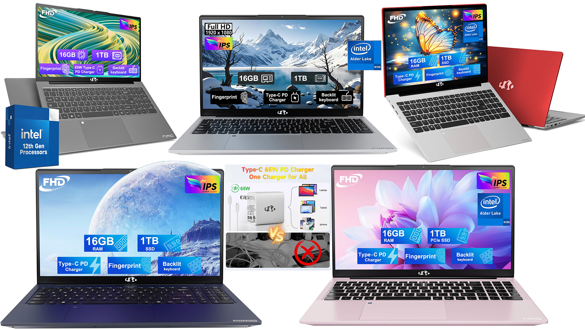 thumbnail video image 2 of 15.6-FHD-Laptop Student-Laptop, 8GB RAM 256GB SSD Intel Pentium Quad Core N100 (Beat to i3-1115G4 Up to 3.4GHz), Laptop-Computer with Backlit Keyboard Fingerprint Home-laptop, Windows 11 Laptop, 2 of 10