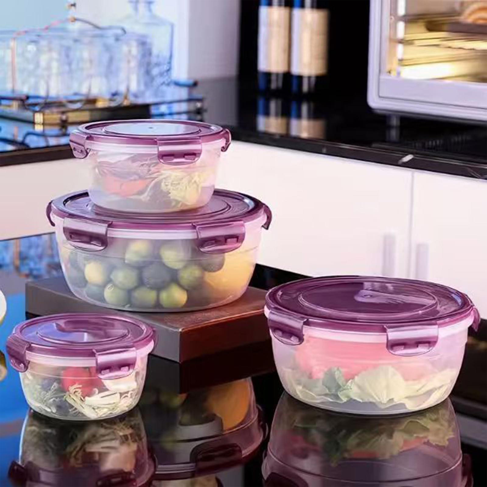 thumbnail video image 2 of 3/4-Piece PP Bento Box Set With Sealed Lids, Leak-Proof Stackable Reusable Food Containers, Microwave Dishwasher Refrigerator Safe, 2 of 10