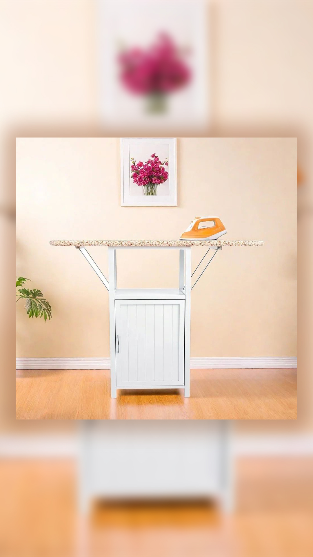 thumbnail video image 2 of MIDOQIN Ironing Board with Storage Cabinet, Wood Foldable Ironing Storage Station,  Ironing Board Cabinet for Home, Apartment Small Spaces, 2 of 9