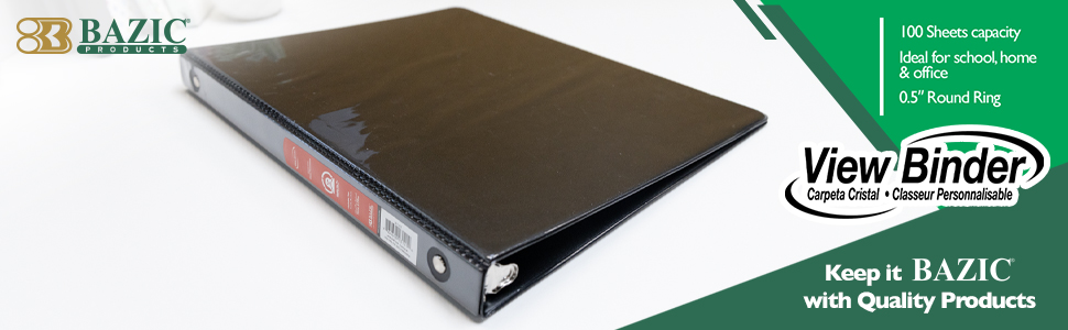 thumbnail video image 2 of BAZIC 1/2" Red 3-Ring View Binder w/ 2-Pockets [4103], 2 of 6