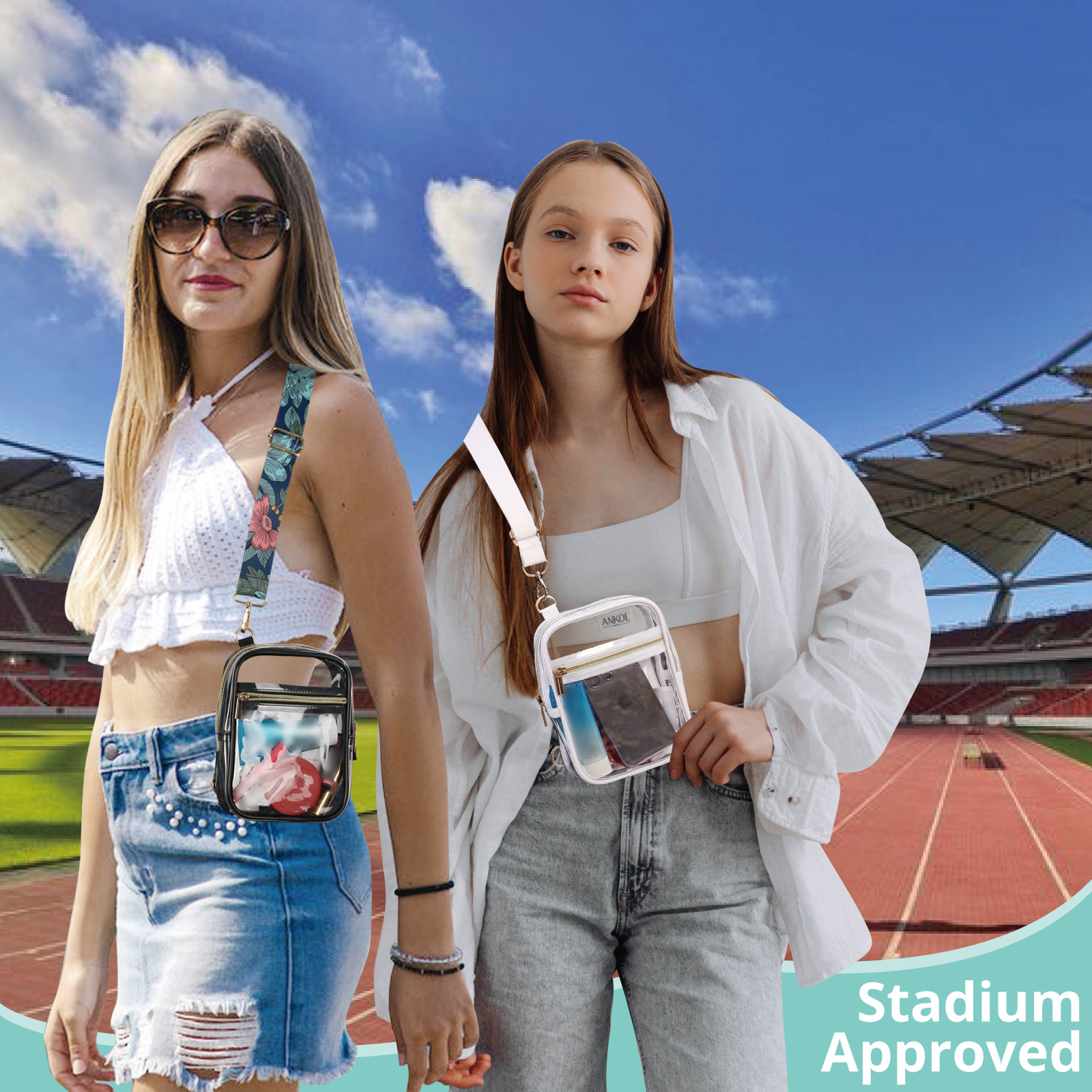 thumbnail video image 2 of Clear Bag for Stadium Events, Stadium Approved, Women Clear Crossbody Purse Bag for Work, Clear Stadium Bags for Sporting Events, Concerts, 2 of 12