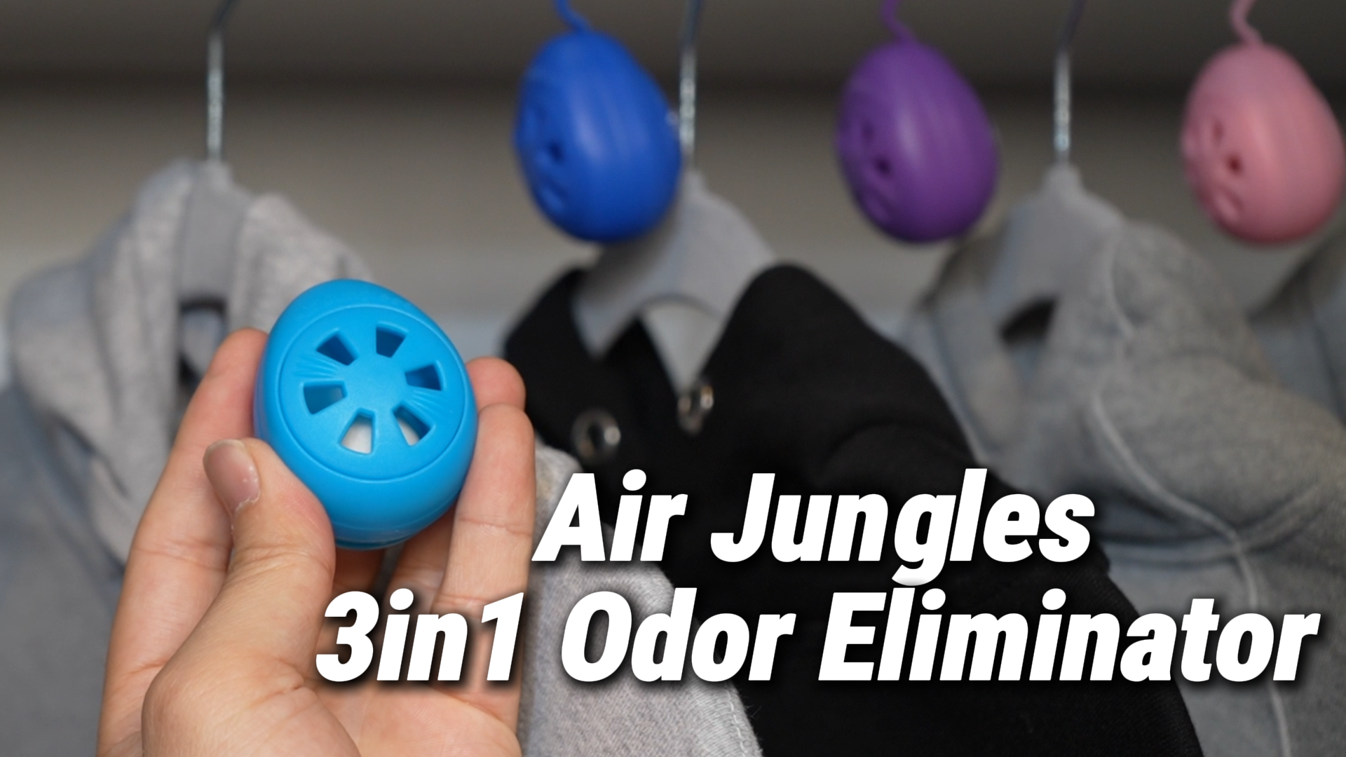 thumbnail video image 2 of Air Jungles 3-in-1 Odor Eliminator Balls 6 Count, Honey Peach Scent, Deodorizing and Odor Remover Balls for Shoes, Gym Bags, Lockers, Closets, and Drawers, Essential Oil Air Freshener Ball, 2 of 8