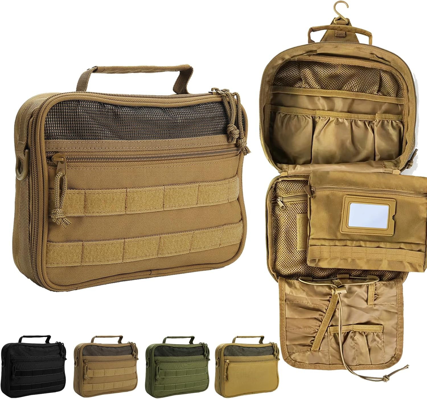 thumbnail video image 2 of Travel Hanging Toiletry Bags,Tactical Toiletry Bag for Men,Bathroom Essentials Men's Toiletry Bag for Camping,Toiletries Organizer Dopp Kit, Travel Cosmetic Bag,Shaving Hygiene Bag-Black, 2 of 6