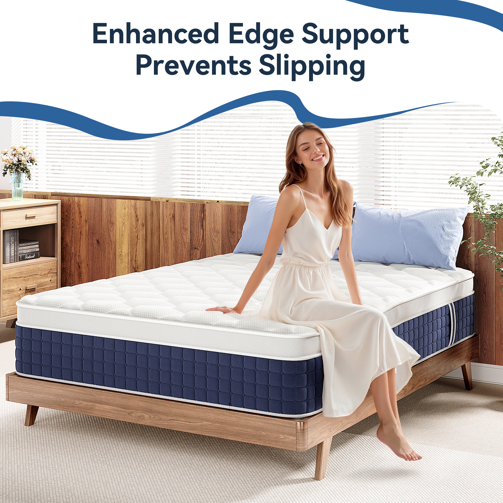 thumbnail video image 2 of Sailvan 12-Inch Full Size Mattress in a Box, Hybrid Medium-Firm Support Mattress with Cooling Gel Memory Foam,Motion Isolation, CertiPUR-US Certification,and Pressure Relief, 2 of 10