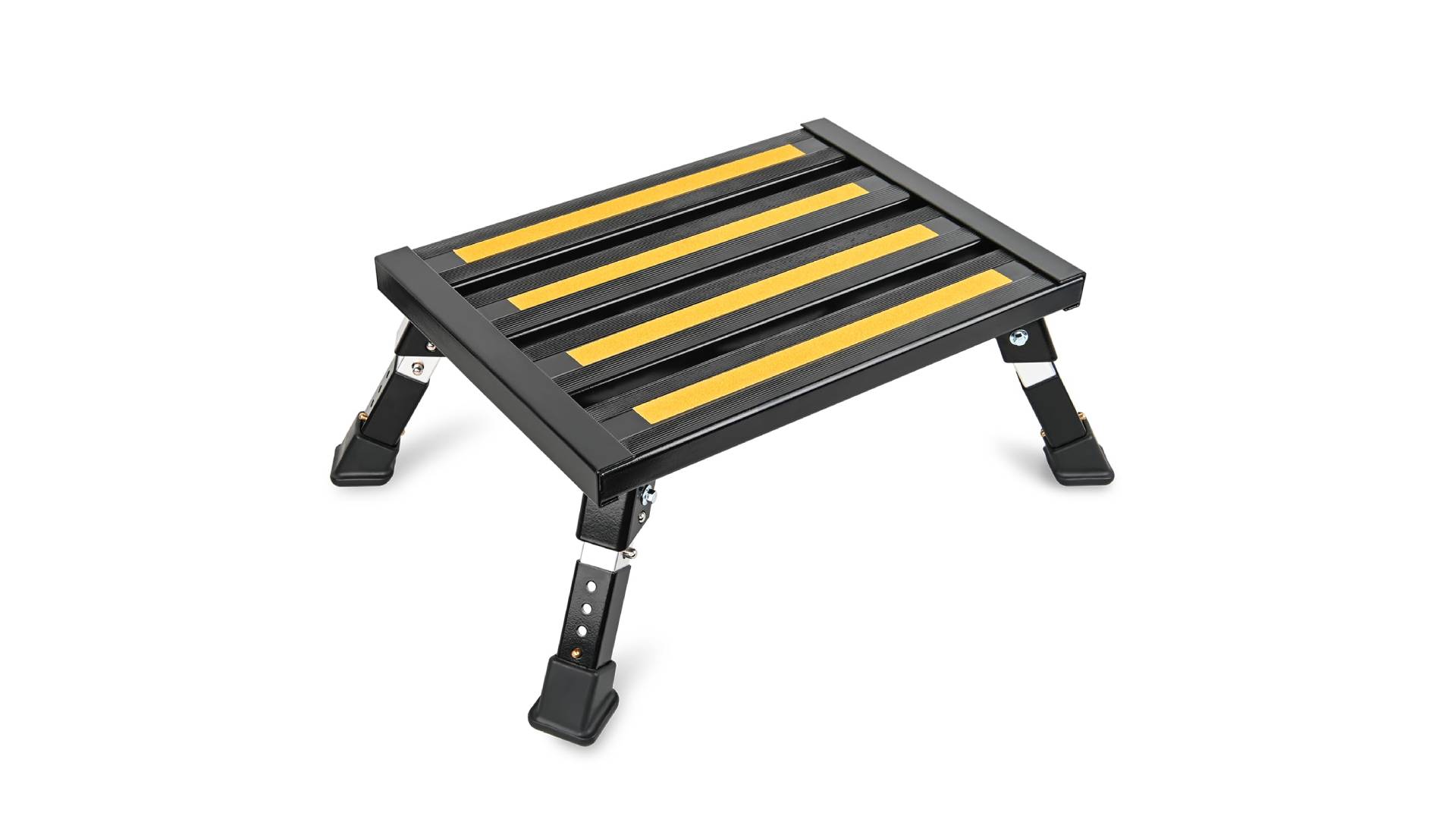 thumbnail video image 2 of Nilight RV Steps Folding Aluminum Step Stool Heavy Duty Camper Steps, 16.5"x12" Surface, 4 Levels Adjustable Height Portable Platform Step Anti-Slip Rubber feet Supports up to 500lbs for Camper,Black, 2 of 7