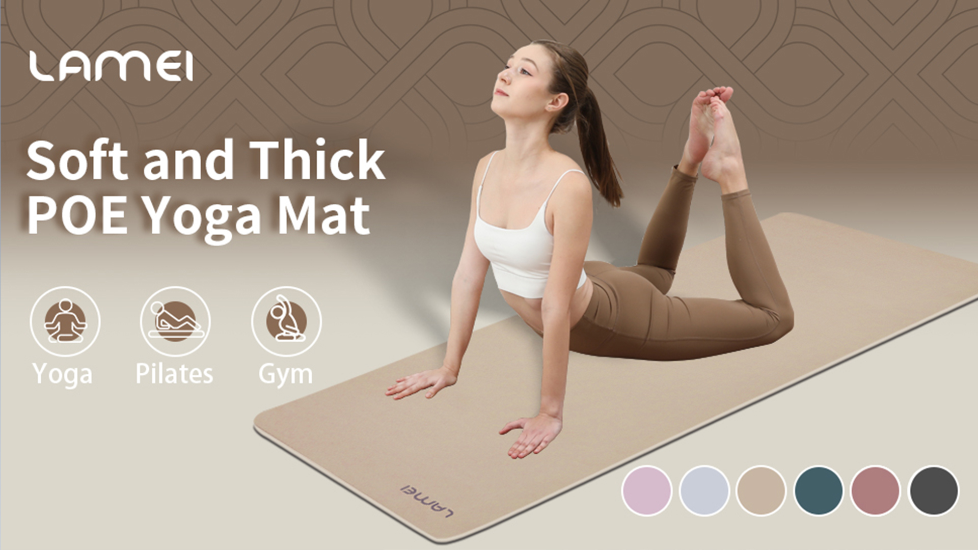 thumbnail video image 2 of Lamei Yoga Mat,10mm Thick Non-Slip,Durable TPE Exercise Mat for Home Gym Travel,Includes Yoga Mat Carrier Strap, Eco-Friendly Workout Mats, Pilates, Stretching Barefoot Meditation(Black), 2 of 7