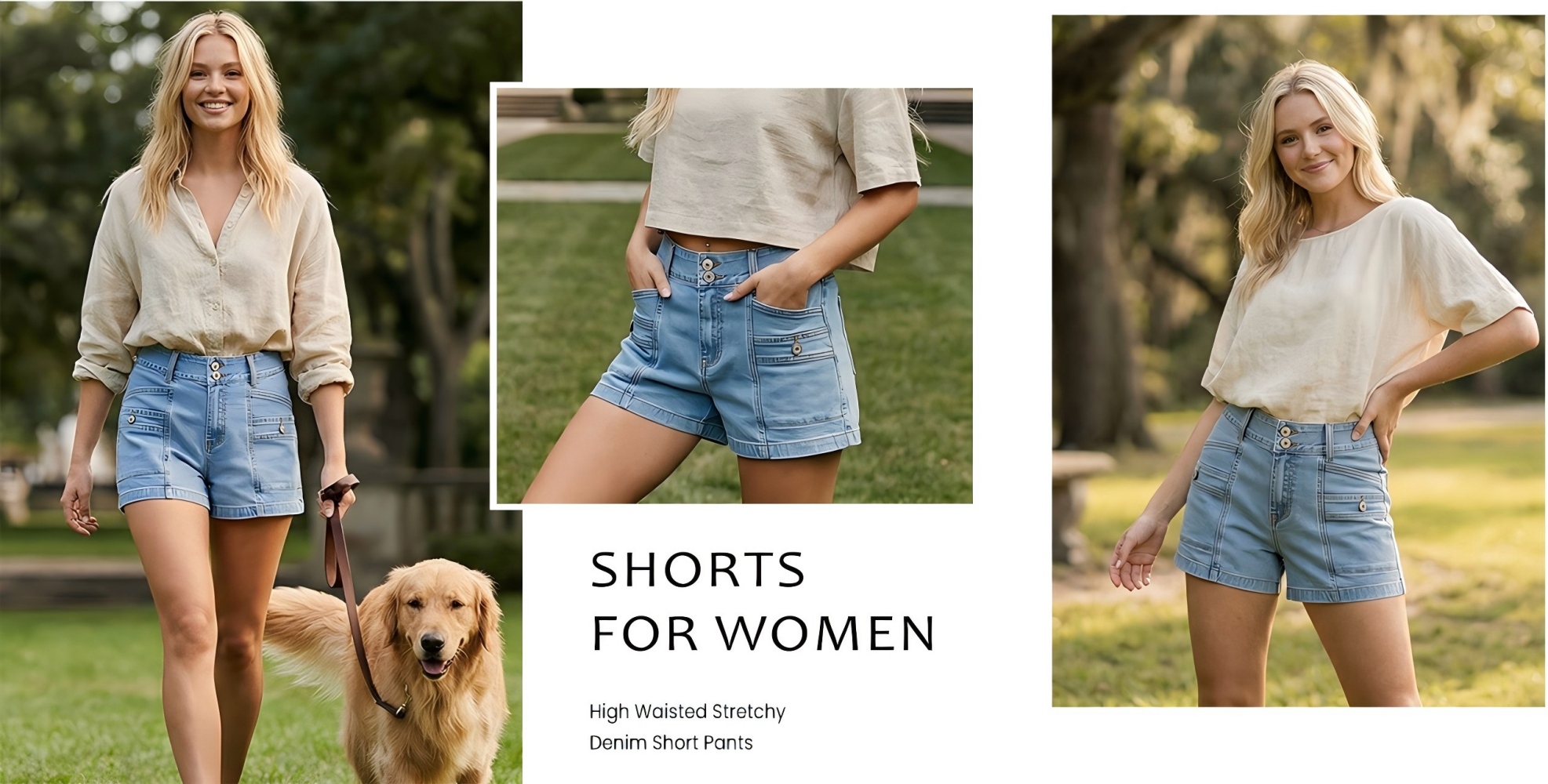 thumbnail video image 2 of SHEWIN Women's Jean Shorts High Waisted Denim Shorts Casual Loose Fit Stretchy Double Button Fly Summer Pants with Pockets Black, 2 of 10