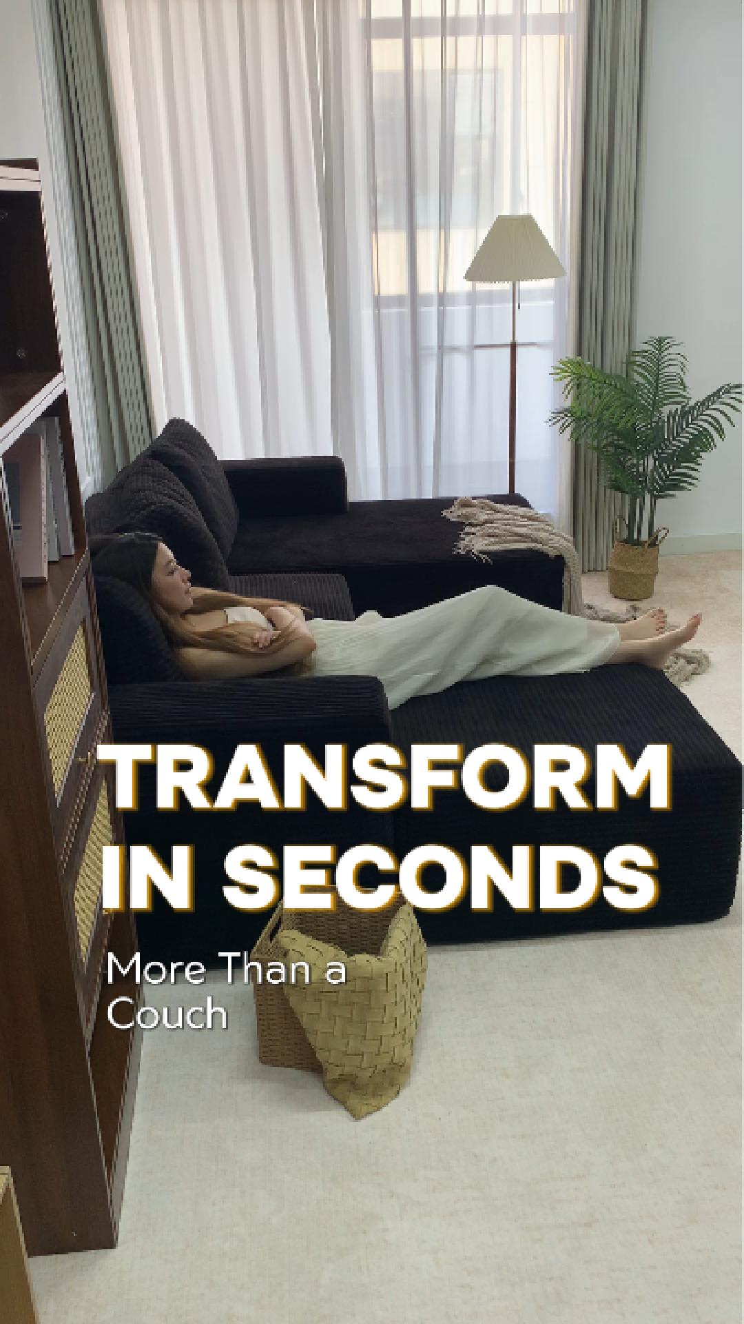 thumbnail video image 2 of BIGSYY 107" L-Shape Right Corduroy Modular Sofa for Adults, Boneless, Deep Seat, No Assembly, Black (2 Packages), 2 of 10