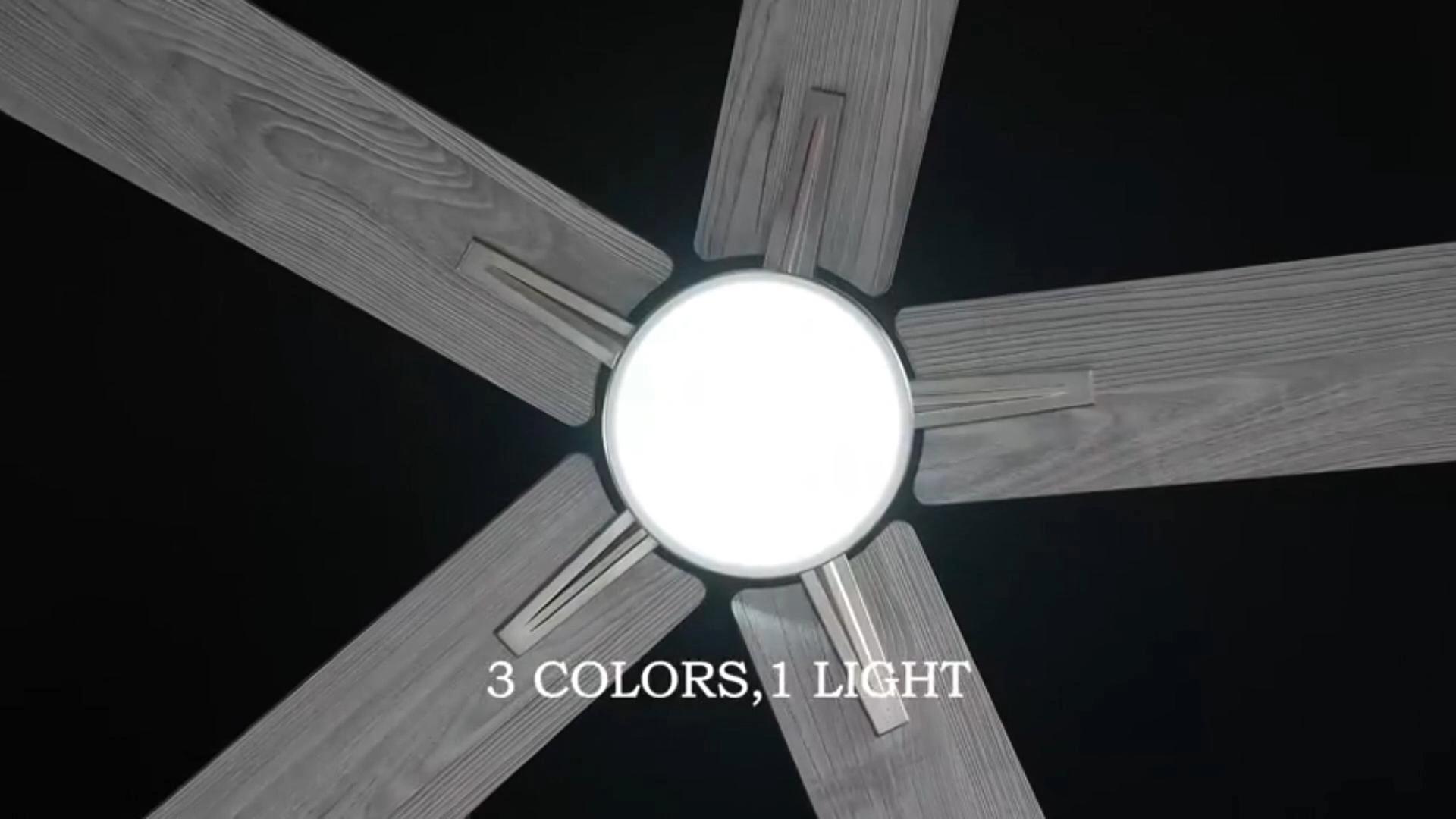 thumbnail video image 2 of Vagizm 52 Inch Ceiling Fan Brushed Nickel: Remote Controlled Dimmable Light Combo - Quiet Reversible - 5 Blades (Brushed Nickel+Gray), 2 of 8