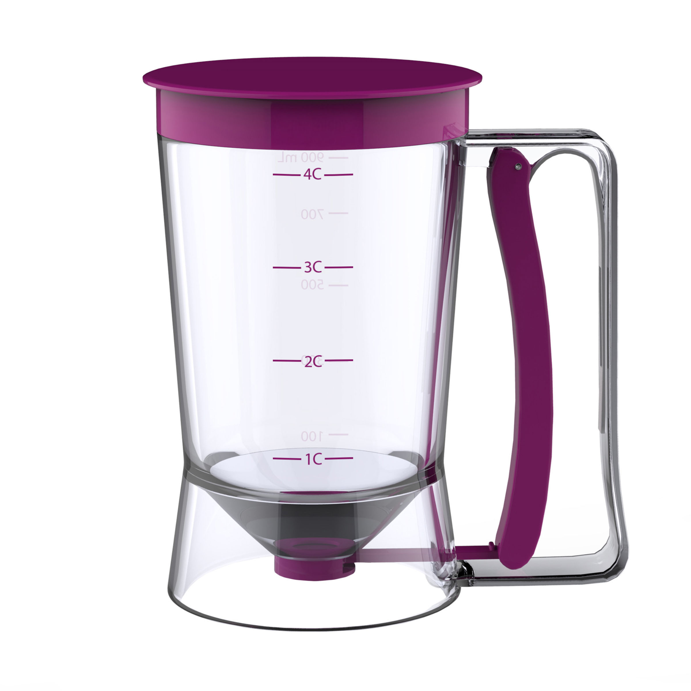thumbnail video image 2 of Chef Buddy 4-Cup Pancake Batter Dispenser, Purple, 2 of 7