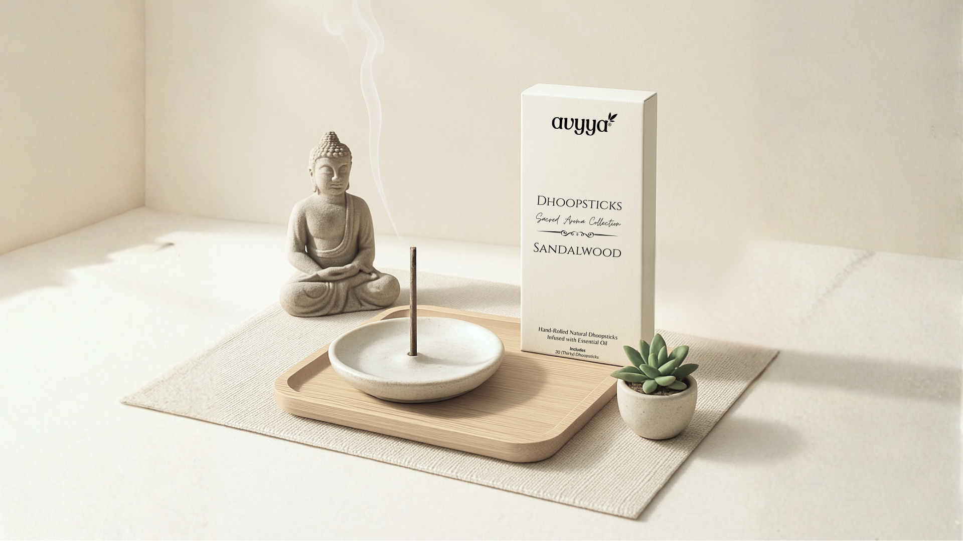 thumbnail video image 2 of Avyya Dhoop Sticks – Sacred Aroma Collection | Handrolled Natural Bambooless Dhoop | Infused with Essential Oils | Chemical-Free, Charcoal-Free | 3 Scents: Oudh, Rose, Sandalwood, 2 of 8