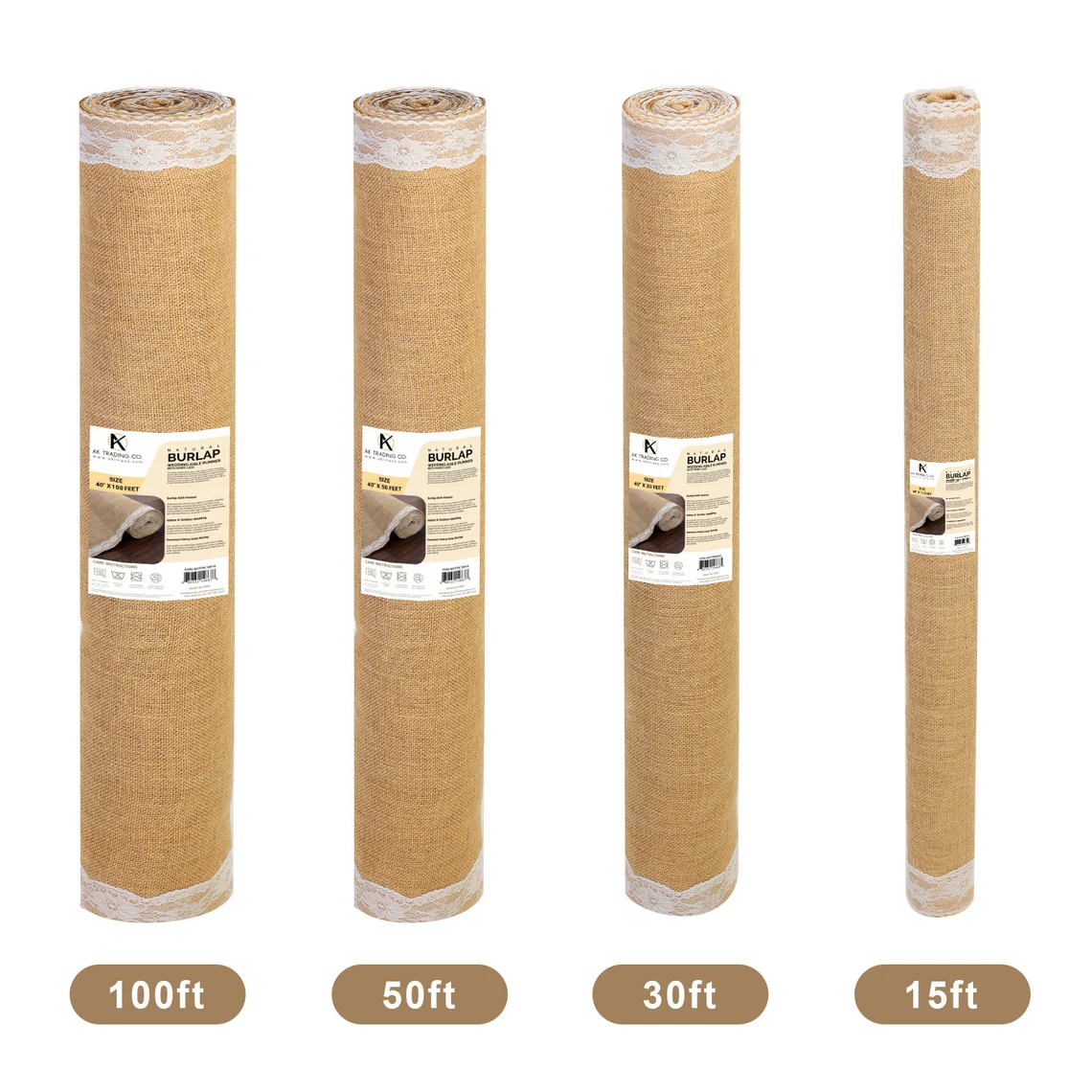 thumbnail video image 2 of AK Trading 40" Wide Natural Burlap Wedding Aisle Runner with Ivory Lace - 40" Wide x 50 feet Long, 2 of 9