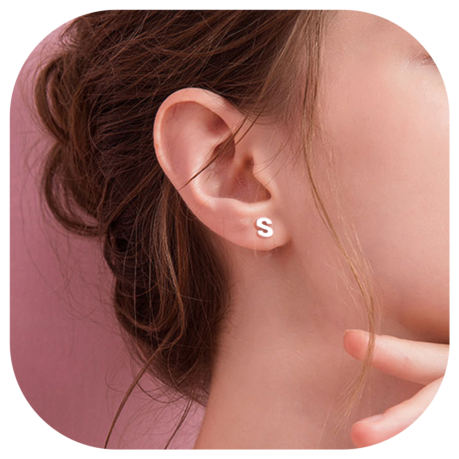 thumbnail video image 2 of ChicSilver Initial Name Earrings Sterling Silver Women's Daily Cute Letter Stud Earrings Jewelry Gifts for Her, 2 of 8