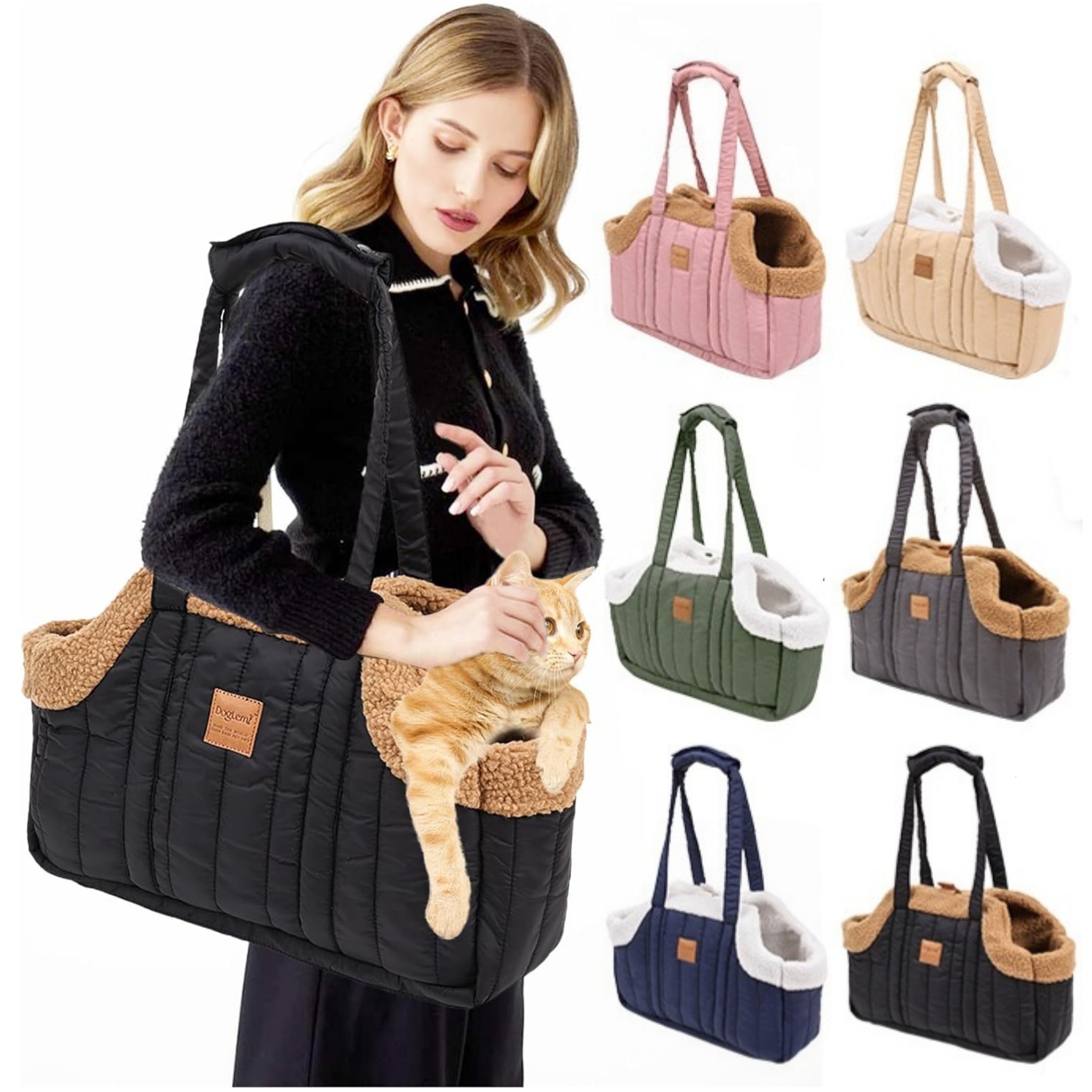 thumbnail video image 2 of Newborn Dog Purse Carrier for Small Dogs, Cats, and Puppies,Winter Fleece Warm Dog Tote Bag Carrier with Secure Harness Clip ,Waterproof Pet Travel Handbag for Shopping, Hiking and Walking, 2 of 11