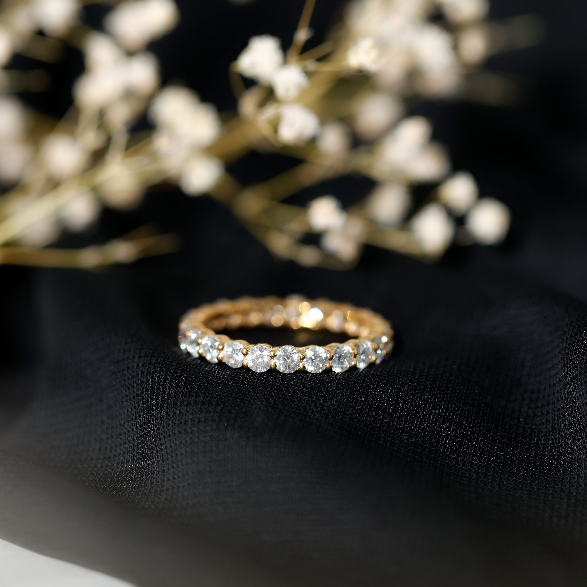 thumbnail video image 2 of Rosec Jewels Moissanite Eternity Band Ring (D-Vs1 Grade) - Full Circle Eternity Ring for Women - Ready to Gift for Valentines, 10K White Gold, US 8.50, 2 of 9