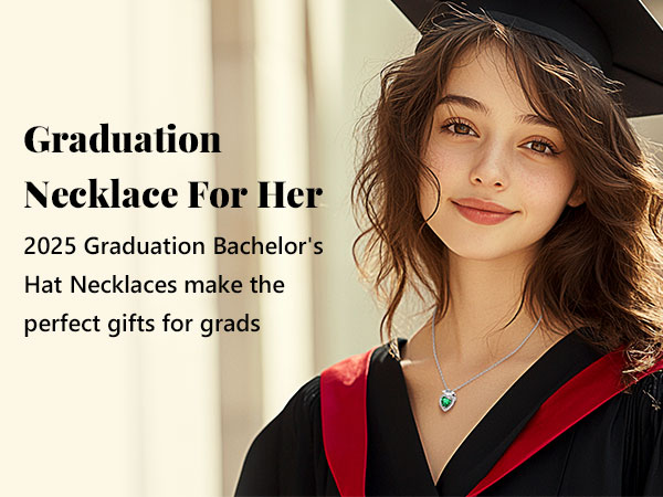 thumbnail video image 2 of Silvora 2025 Graduation Gift for Her Heart Birthstone Necklaces for Women Bachelor Cap Crystal Daughter Sister Birthday Grad Gifts, May, 2 of 9