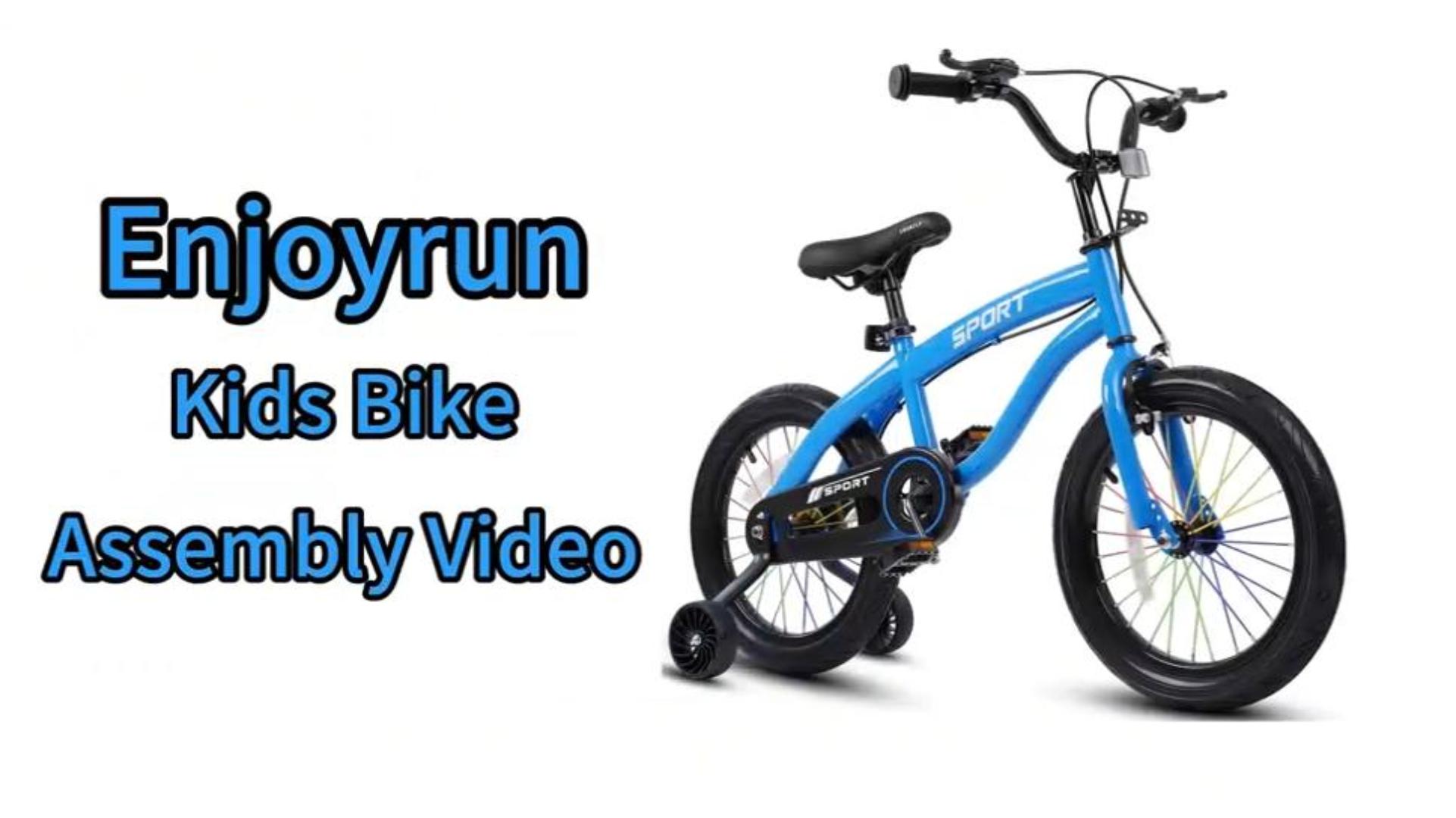 thumbnail video image 2 of Enjoyrun 14" Kids Bike,Bike for Boys and Girls with Training Wheels,Children's Bicycles for Ages 3–7,Blue, 2 of 8