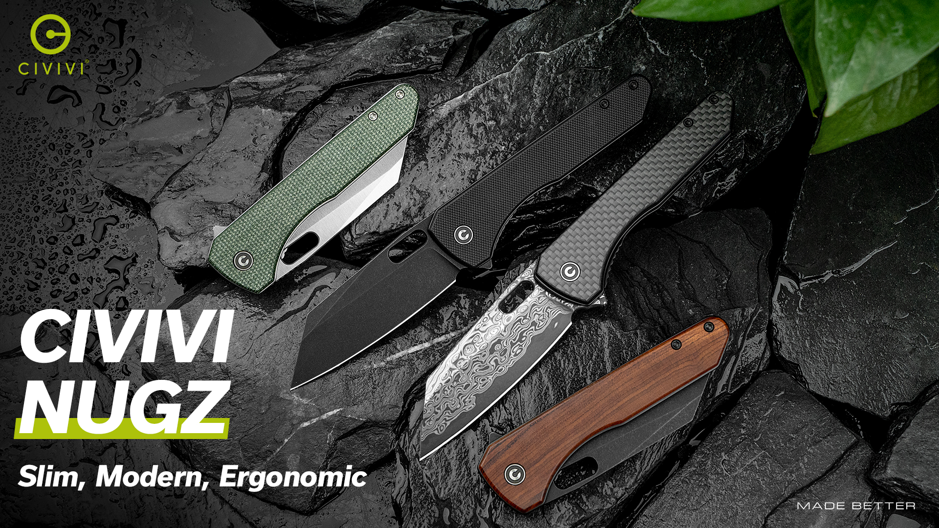 thumbnail video image 2 of CIVIVI Nugz Folding Pocket Knife 3.17" 14C28N Blade Black G10 Handle Flipper Knife C23060-1, 2 of 7