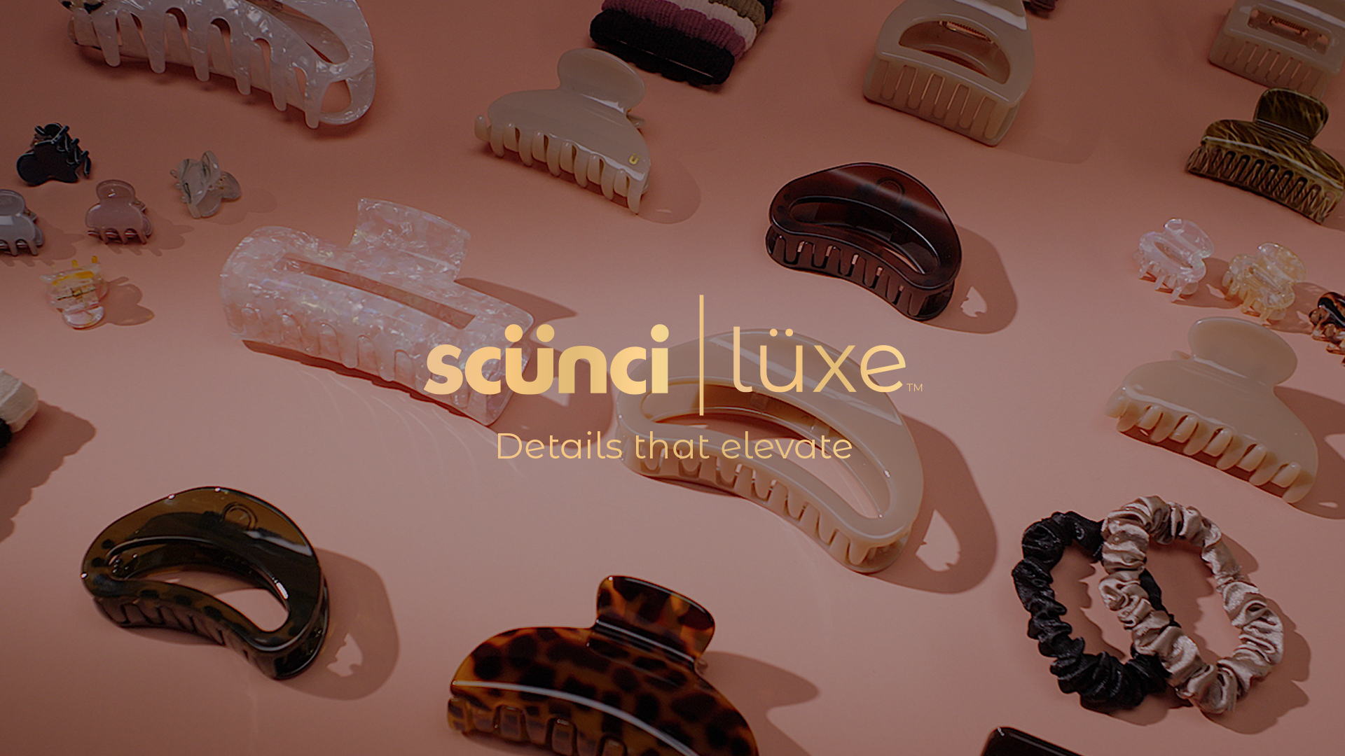 thumbnail video image 2 of Scunci by Conair Shaped Claw Clips, Coffee & Chocolate Brown Hair Accessories, 2 Count, 2 of 8