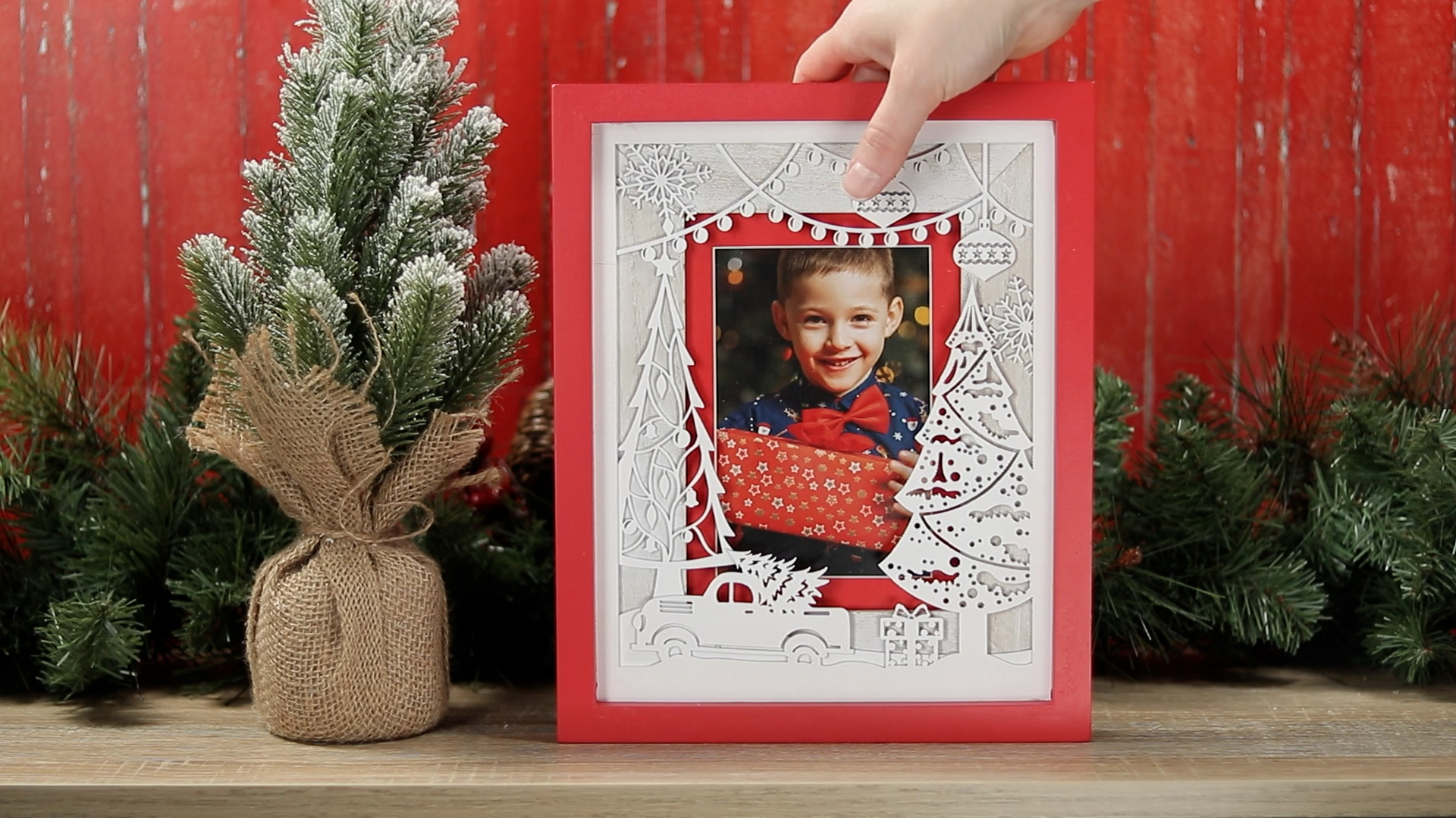 thumbnail video image 2 of Fine Photo Gifts Christmas Tree Wood Laser Cut 4" x 6" or 5" x 7" Single Picture Frame, 2 of 6