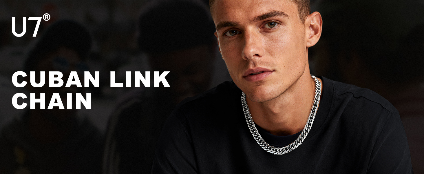 thumbnail video image 2 of U7 Chunky Miami Cuban Link Chain for Men Women 12MM Wide 22 Inch Stainless Steel Franco Curb Necklace Punk Rapper Birthday Father's Day Jewelry Gift for Him Son Husband, 2 of 9