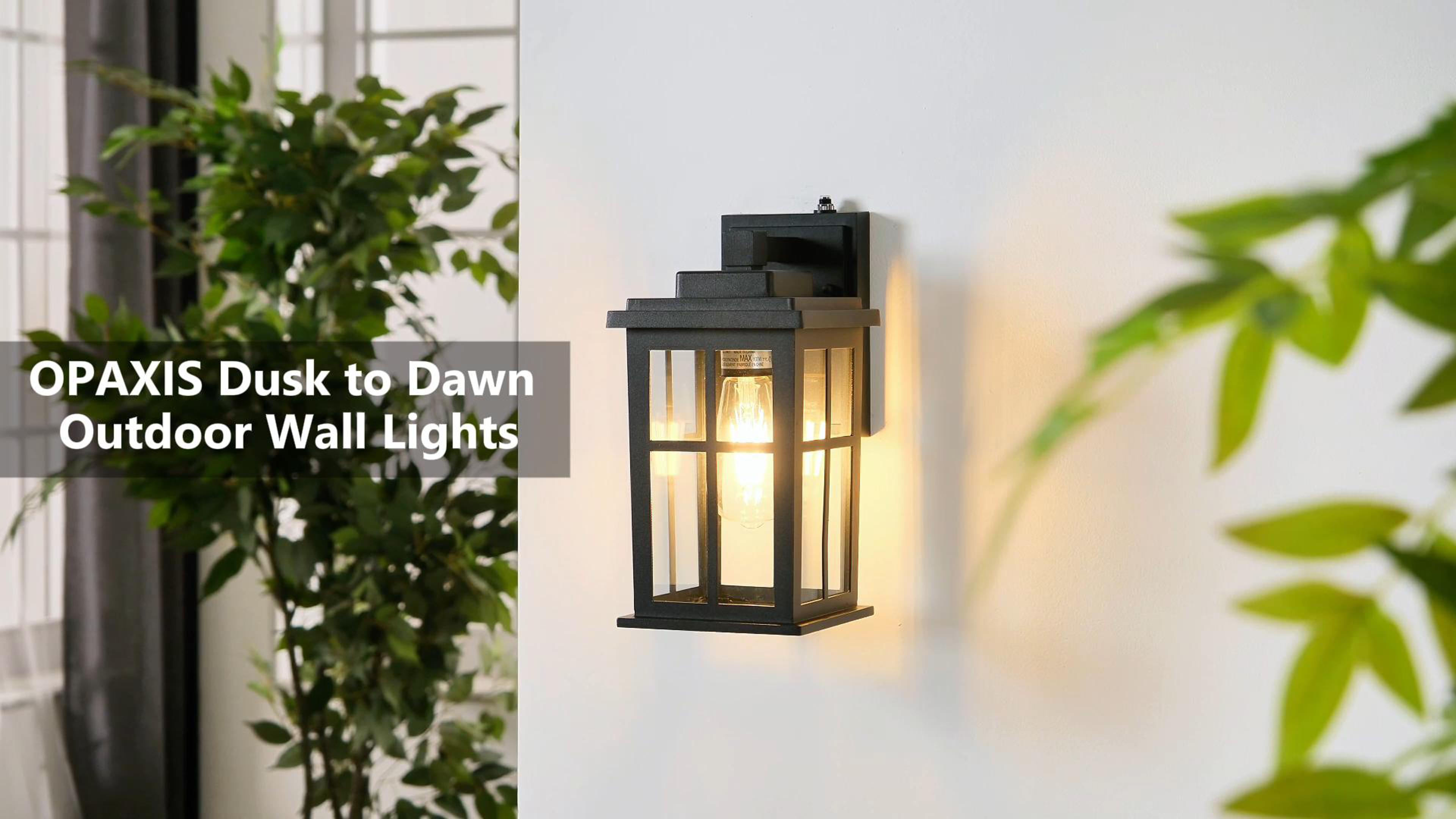 thumbnail video image 2 of White Outdoor Wall Lights, Dusk to Dawn Exterior Lighting Fixtures, Waterproof Outside Lights for House, Garage, Garden, Entryway, Doorway, Anti-Rust, Modern Style, Tempered Glass, 2 of 11