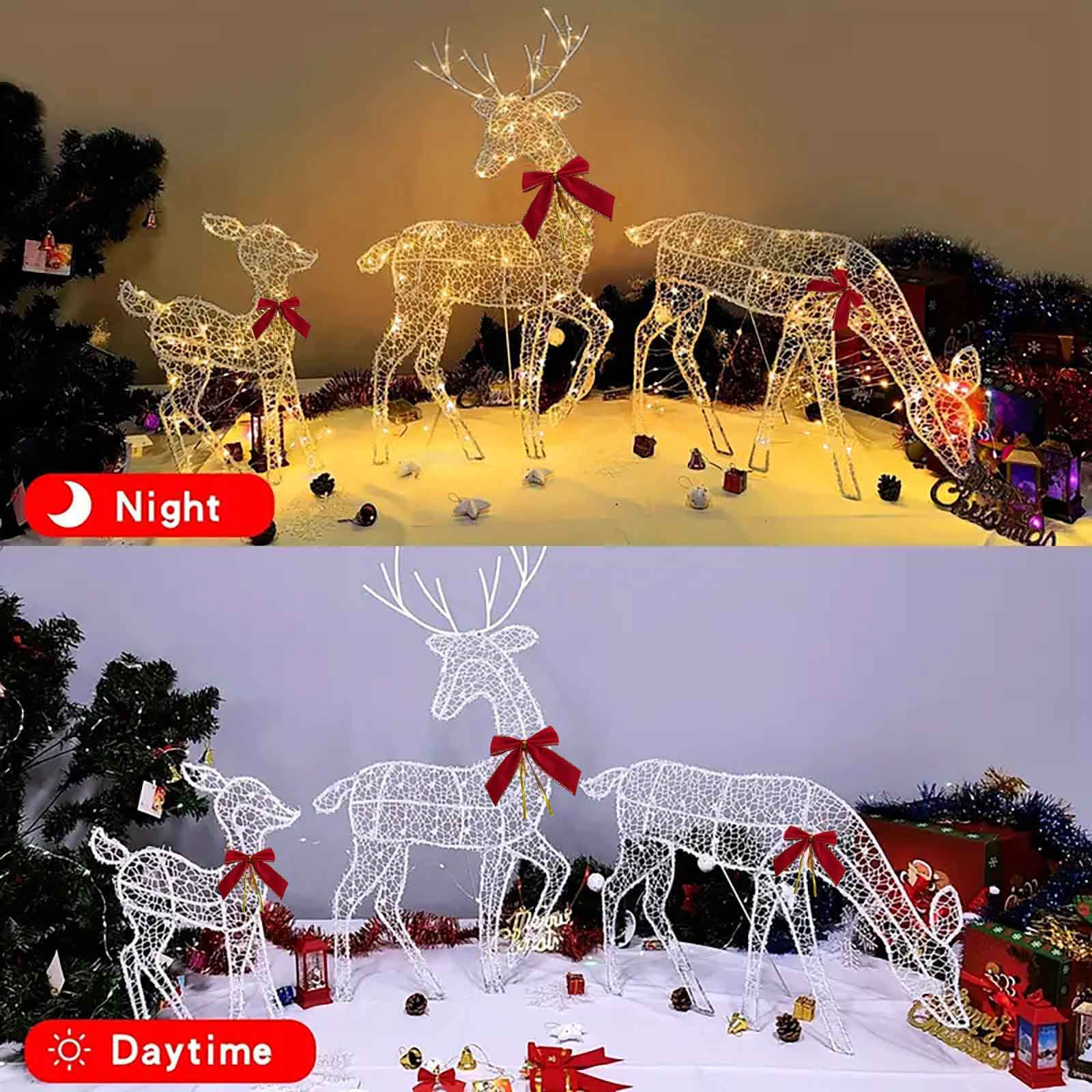 thumbnail video image 2 of Christmas Outdoor Decoration Clearance, 3-Piece Lighted 2D Reindeer Family with 60 L, Pre-Lit Light Up Deer Set, Waterproof Outdoor Christmas Deer Decorations for Yard Patio Garden Party, 2 of 7