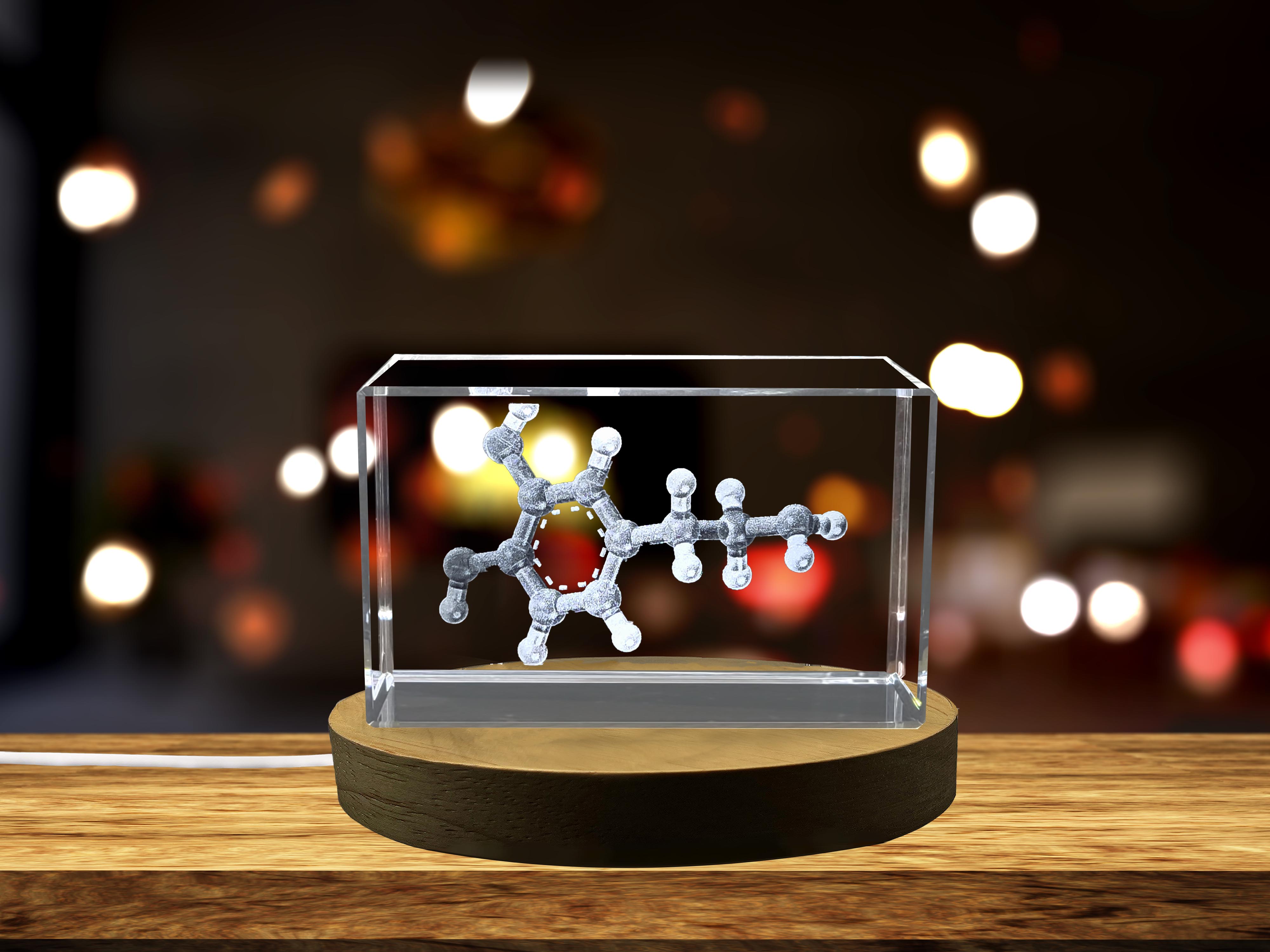 thumbnail video image 2 of Feel-Good Factor: 3D Engraved Crystal Dopamine Molecule, 2 of 7