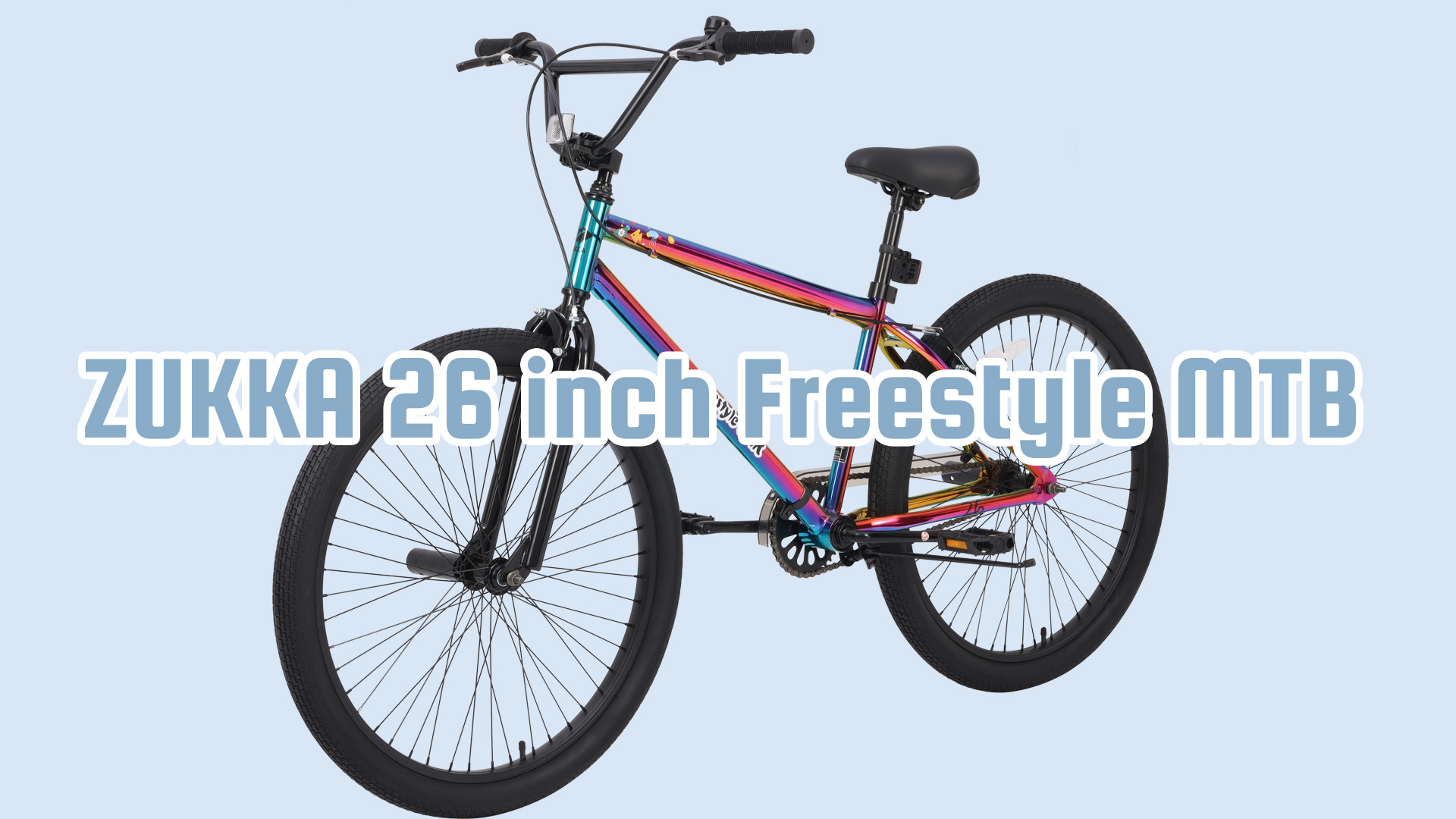 thumbnail video image 2 of Zukka Freestyle Kids Bike Front Caliper Rear V Brakes 26 Inch Bicycle for Boys Girls Age 12+ Years Rainbow Color, 2 of 8