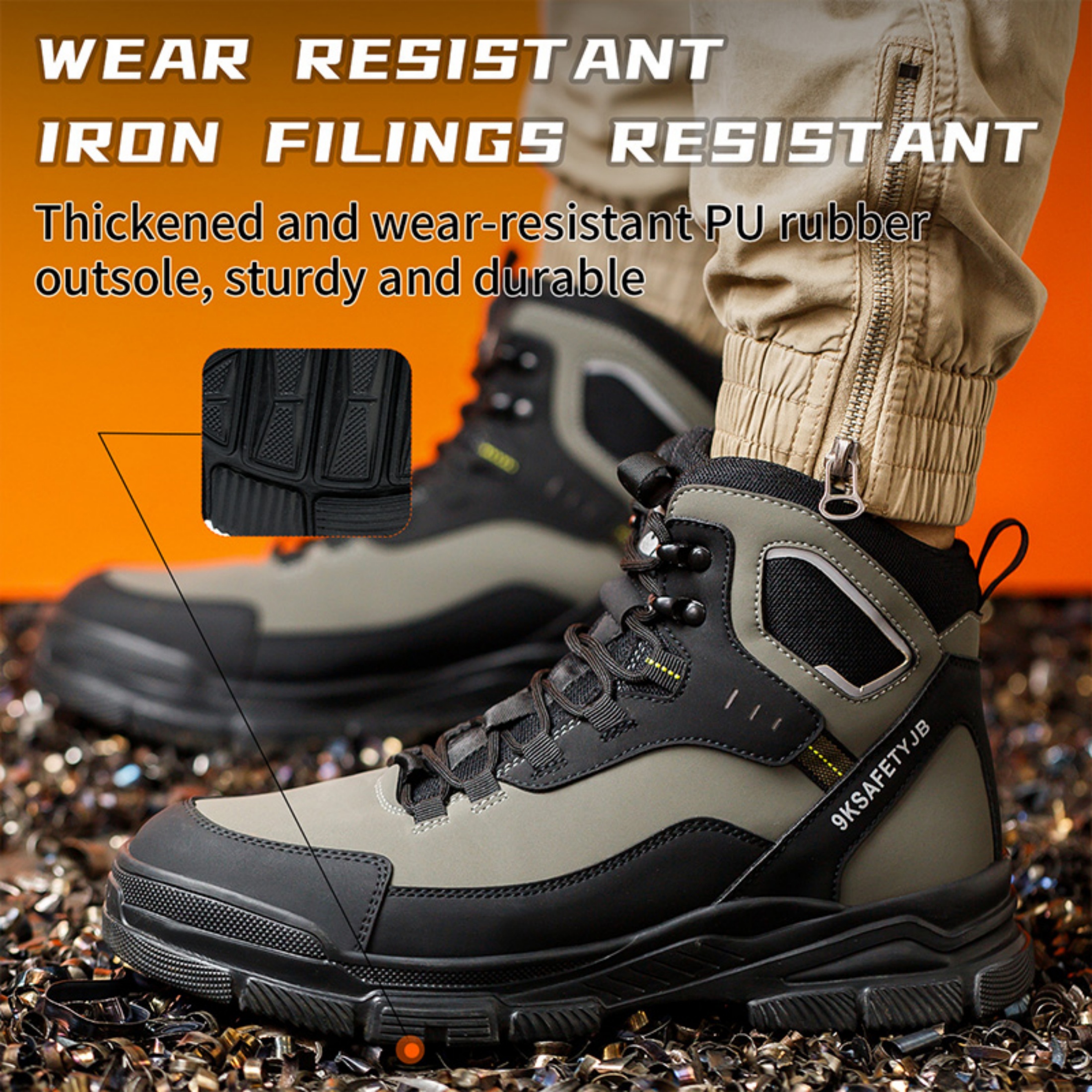 thumbnail video image 2 of SKIUHS Men's Mid-Cut Safety Boots - Composite Toe & Slip Resistant Sole, 2 of 8