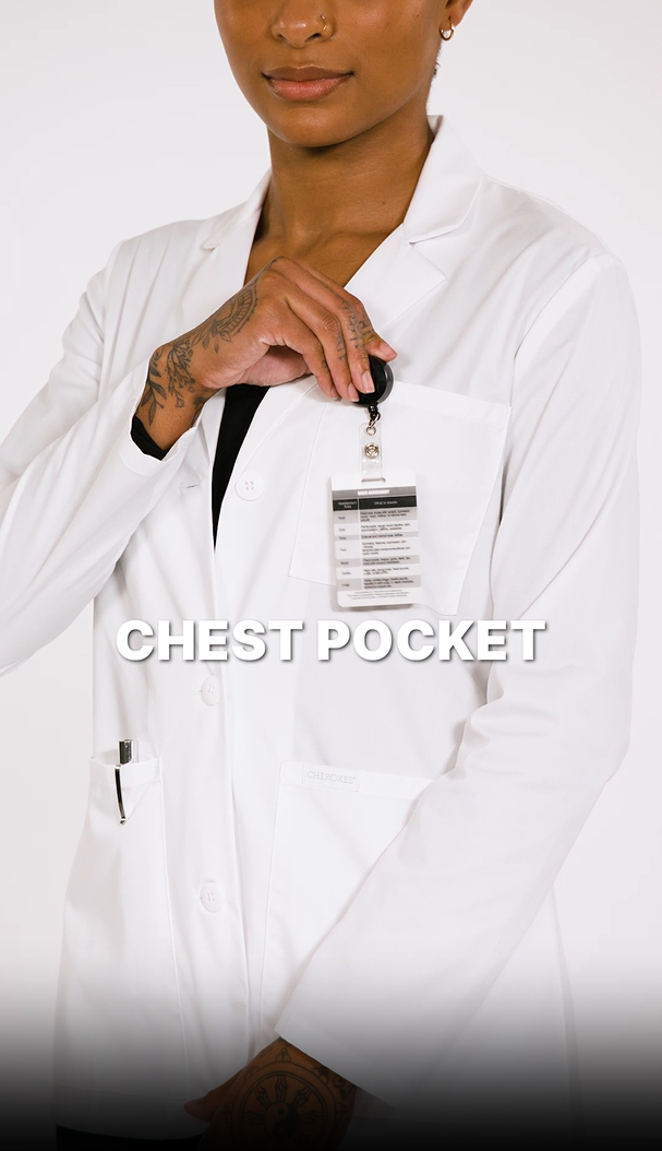 thumbnail video image 2 of Cherokee Women's Scrubs Lab Coat 28'' Consultation CK451, 2 of 9