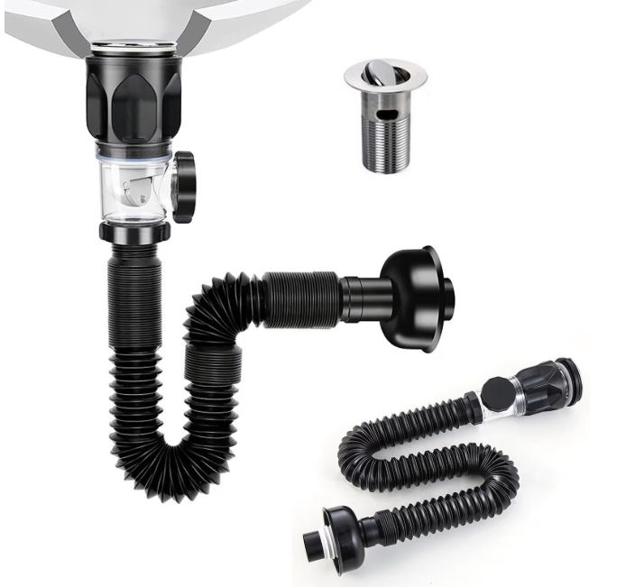 thumbnail video image 2 of Homesteed Bathroom Drain Kit Flexible Drain Pipe Expandable P-Trap ABS Leak-Proof Plumbing for Kitchen and Bathroom Sink Installation, 2 of 10