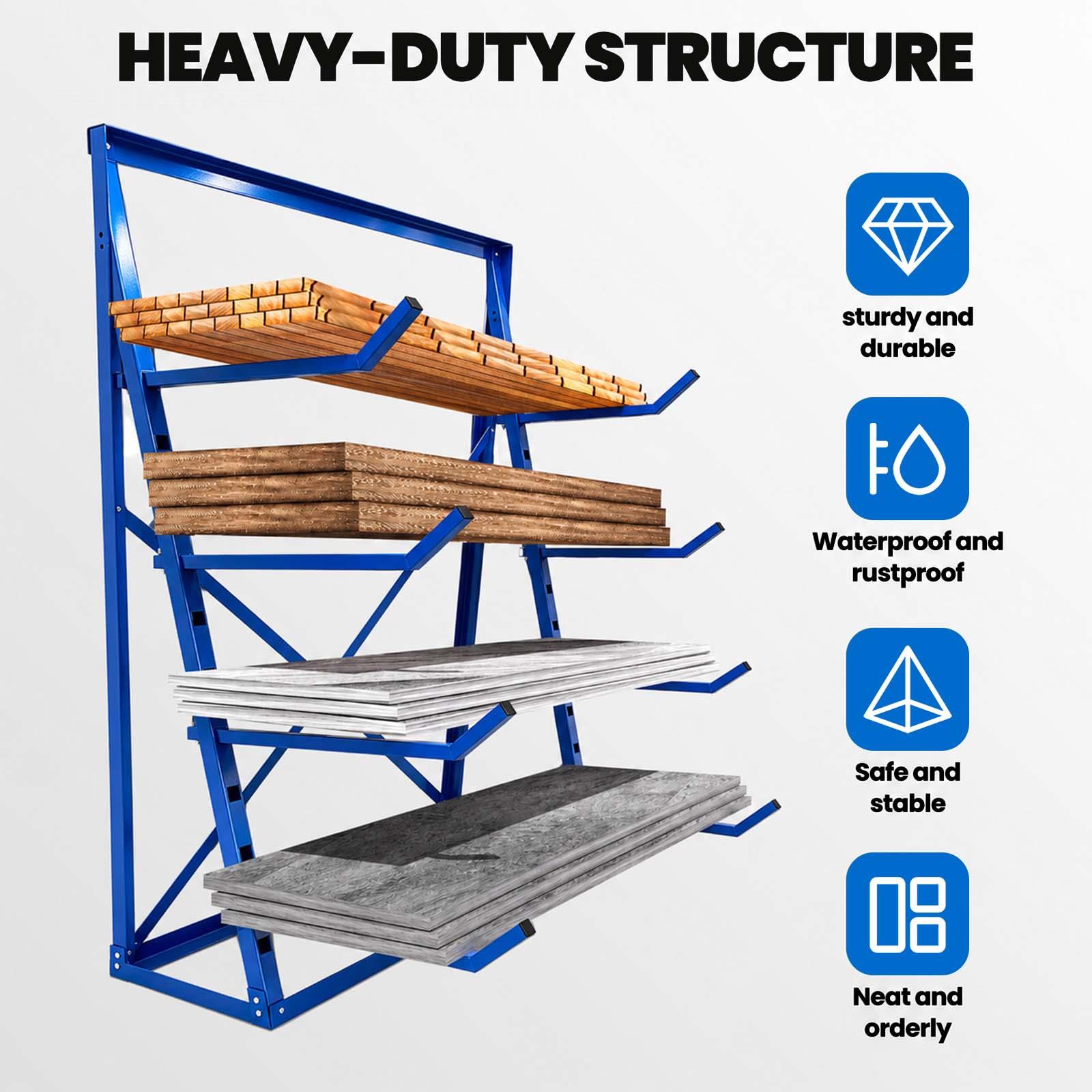 Versatile Basement 4 Tier Freestanding Lumber Storage Rack, Rustproof Steel Cantilever ...