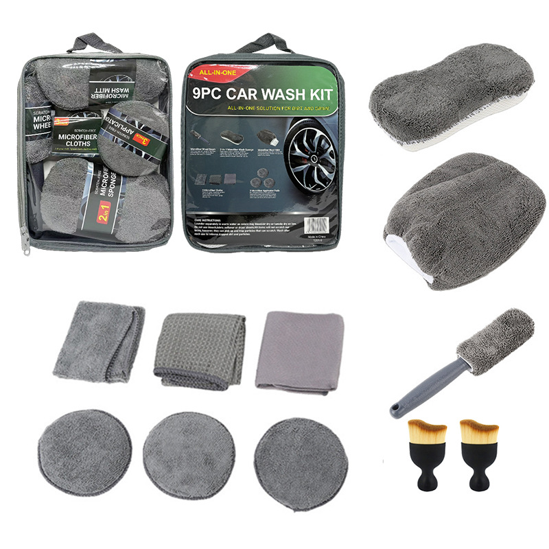 thumbnail video image 2 of 11-Piece Microfiber Car Cleaning Kit with Tire Brush, Scratch Removal Pad, Detail Sponge - Ideal for Interior and External Care, Interior Cleaning Essentials | Durable Cleaning Tools, 2 of 7