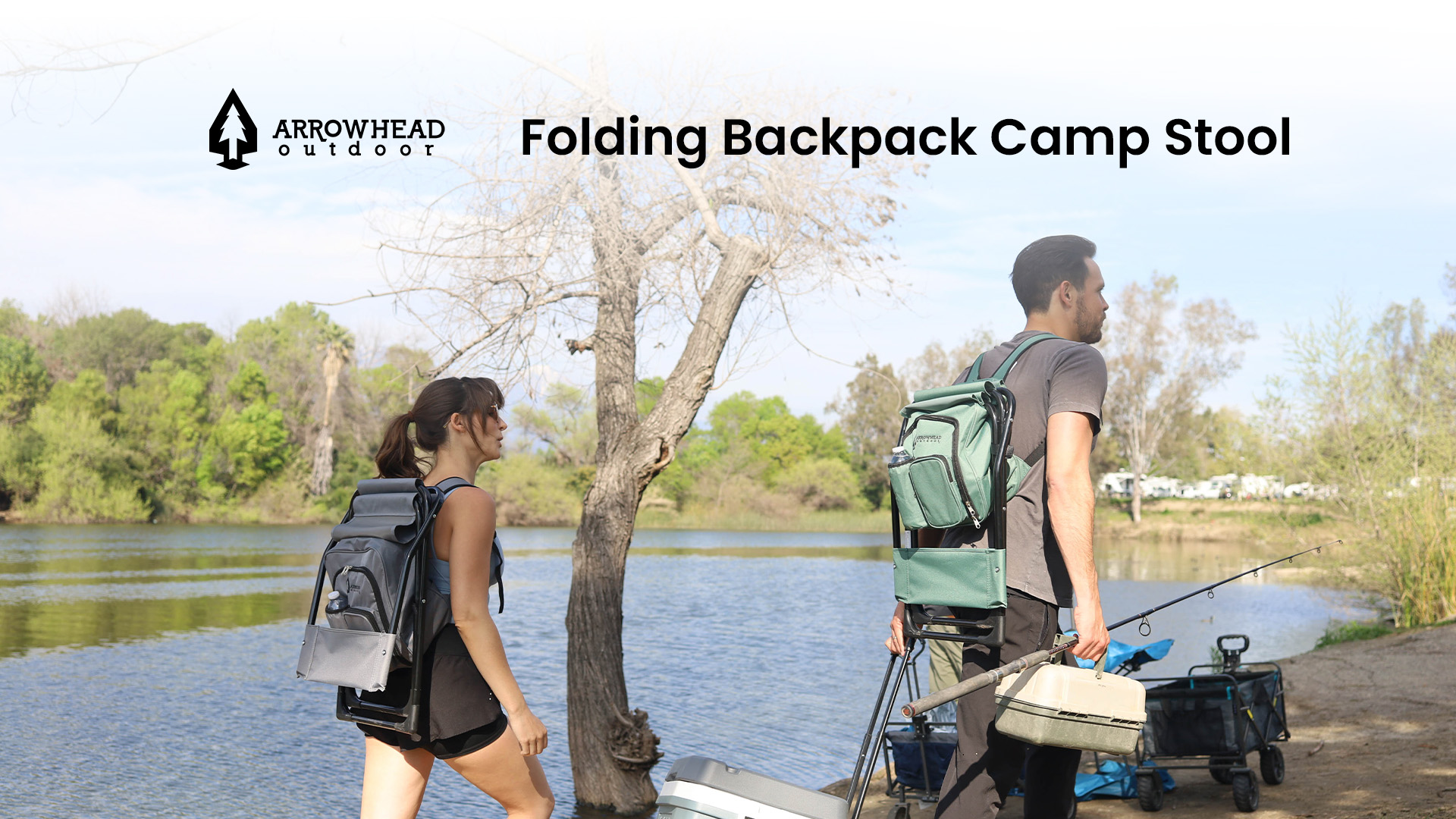 thumbnail video image 2 of ARROWHEAD OUTDOOR Multi-Function 3-in-1 Compact Fishing Chair: Backpack, Stool & Insulated Cooler, Forest Green, 2 of 10