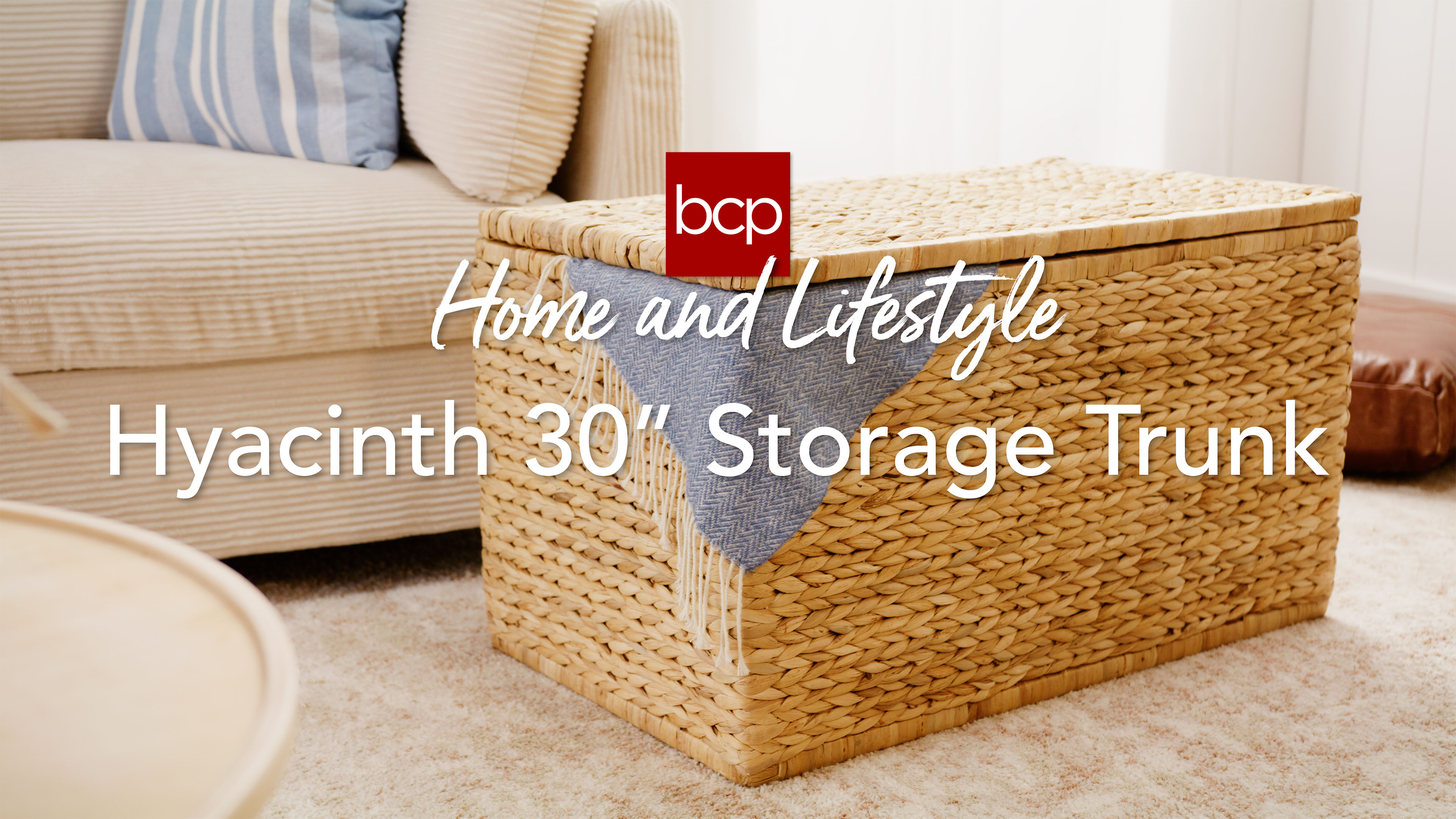 thumbnail video image 2 of Best Choice Product Storage 30" Trunk w/ Lid & Handles, Storage Bench, Toy Chest - Natural, 2 of 9