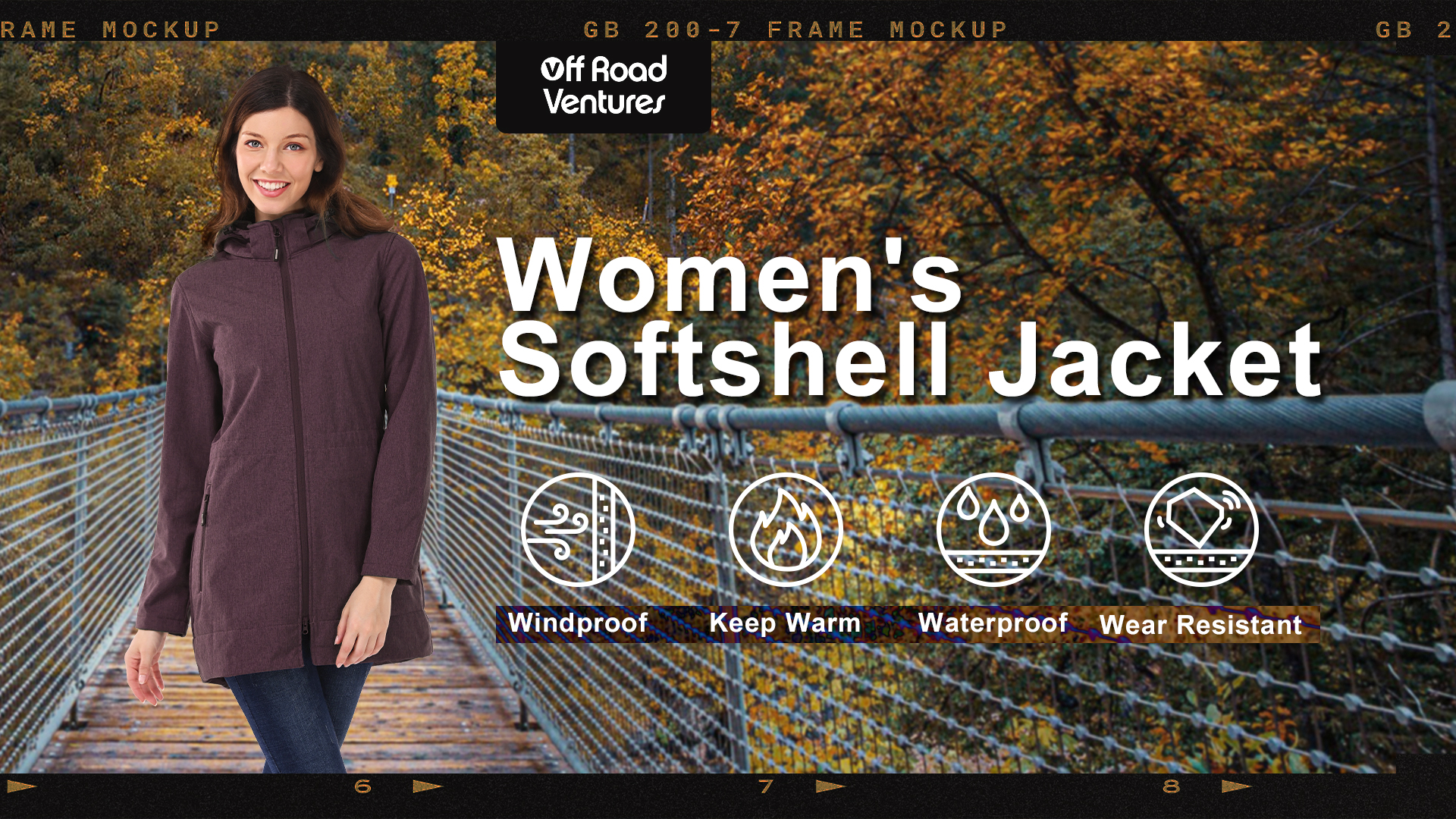 thumbnail video image 2 of Off Road Ventures Women's Softshell Jacket, Fleece Lined Waterproof Rain Jacket Lightweight Windbreaker Long Warm Coat With Removable Hood, 2 of 8