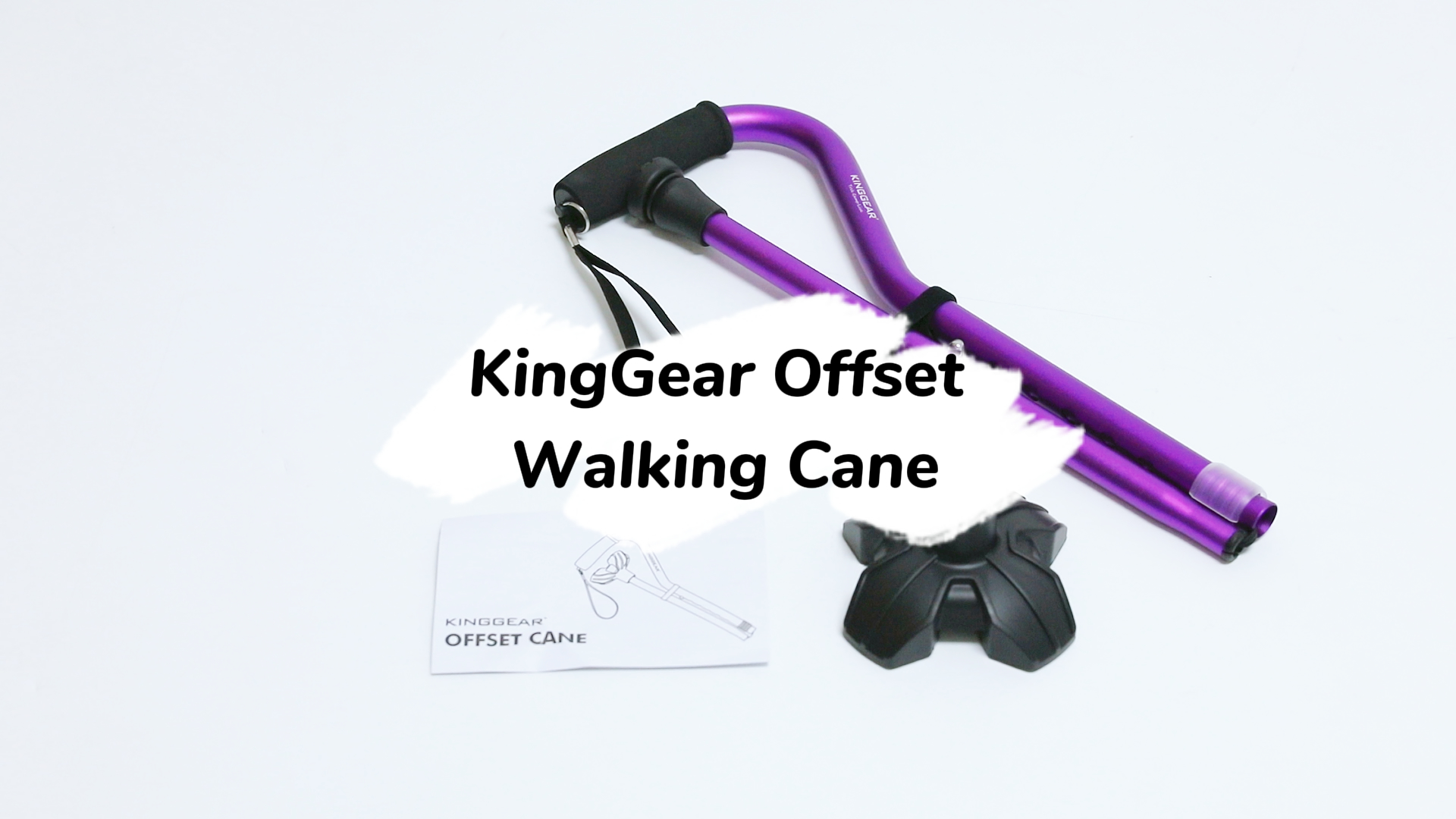 Kinggear Adjustable Folding Walking Cane with Offset Handle and Large ...
