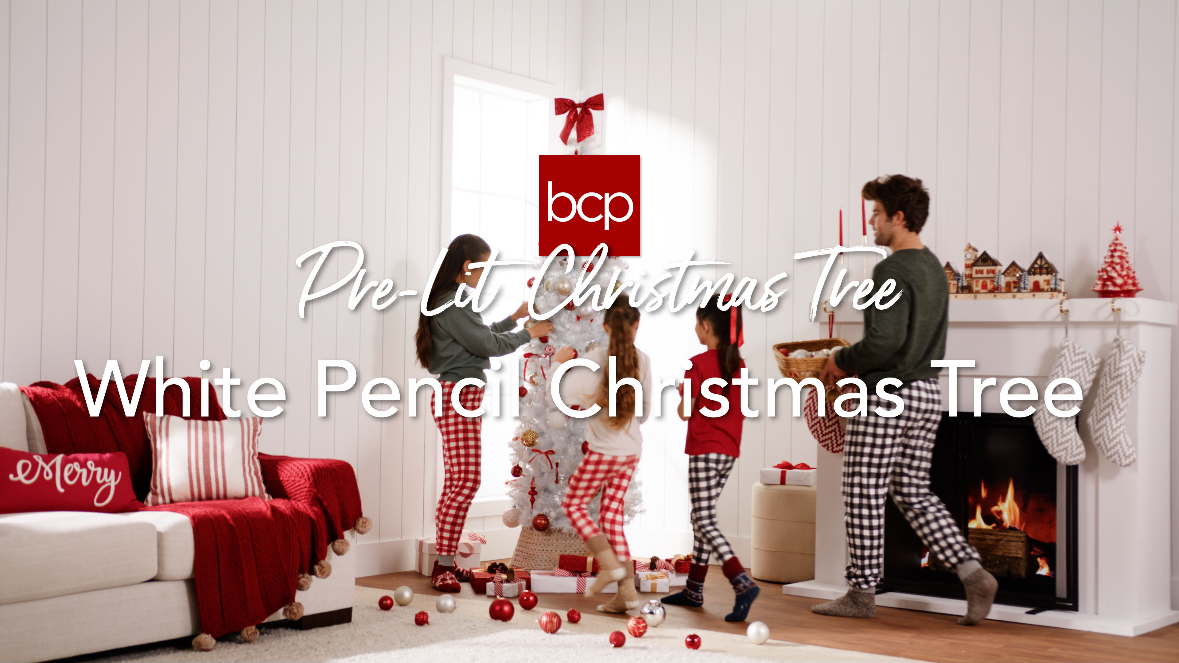 thumbnail video image 2 of Best Choice Products 12ft White Artificial Holiday Christmas Pencil Tree w/ 1,800 Tips, Metal Base, 2 of 9