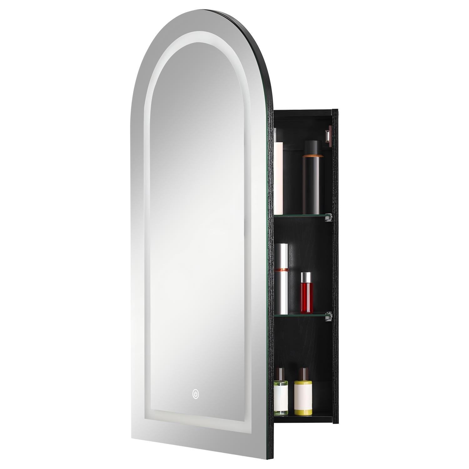 DIYSET Arched LED Medicine Cabinet with Mirror, Wall Mounted & Recessed ...